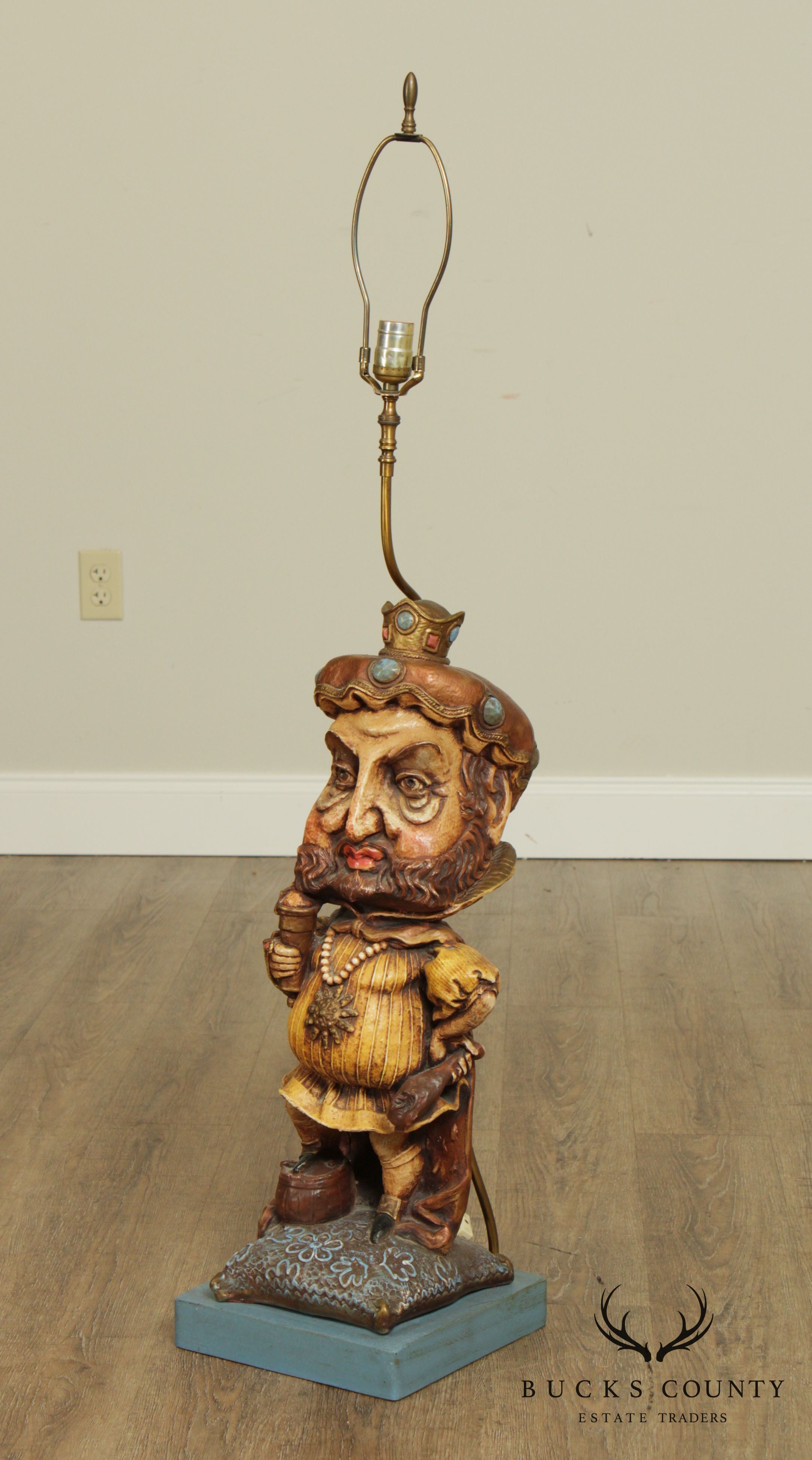 1960's Mid Century Modern Chalkware King Character Lamp