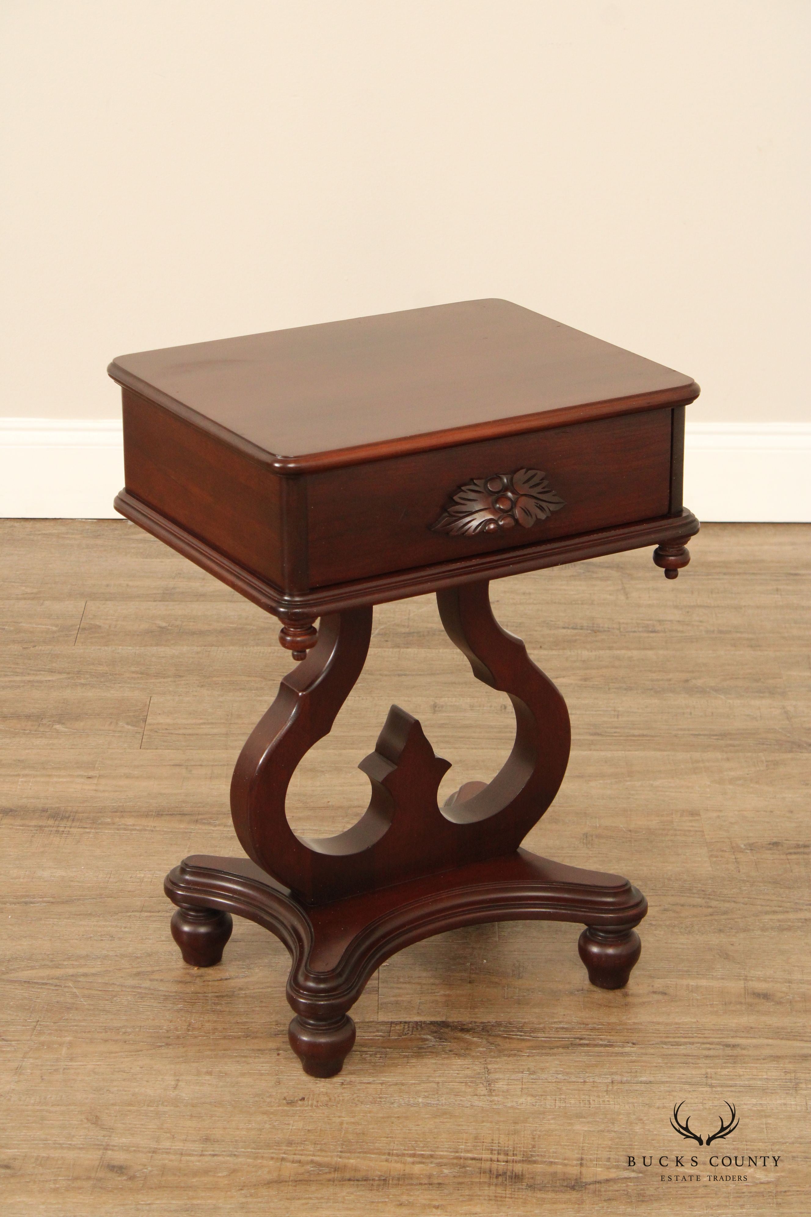 Victorian Style Vintage Pair of One-Drawer Side Tables