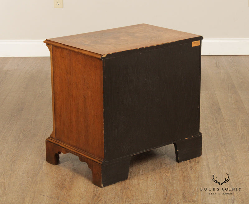 Baker Furniture Chippendale Style Burl Nightstand Cabinet