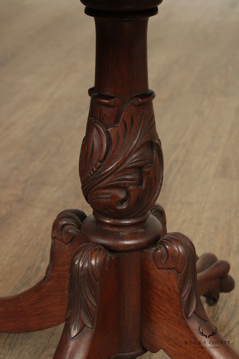 Renaissance Revival Carved Mahogany Drop Leaf Side Table