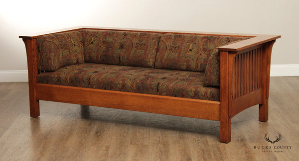 Custom Quality Mission Style Oak Frame Spindle Prairie Sofa