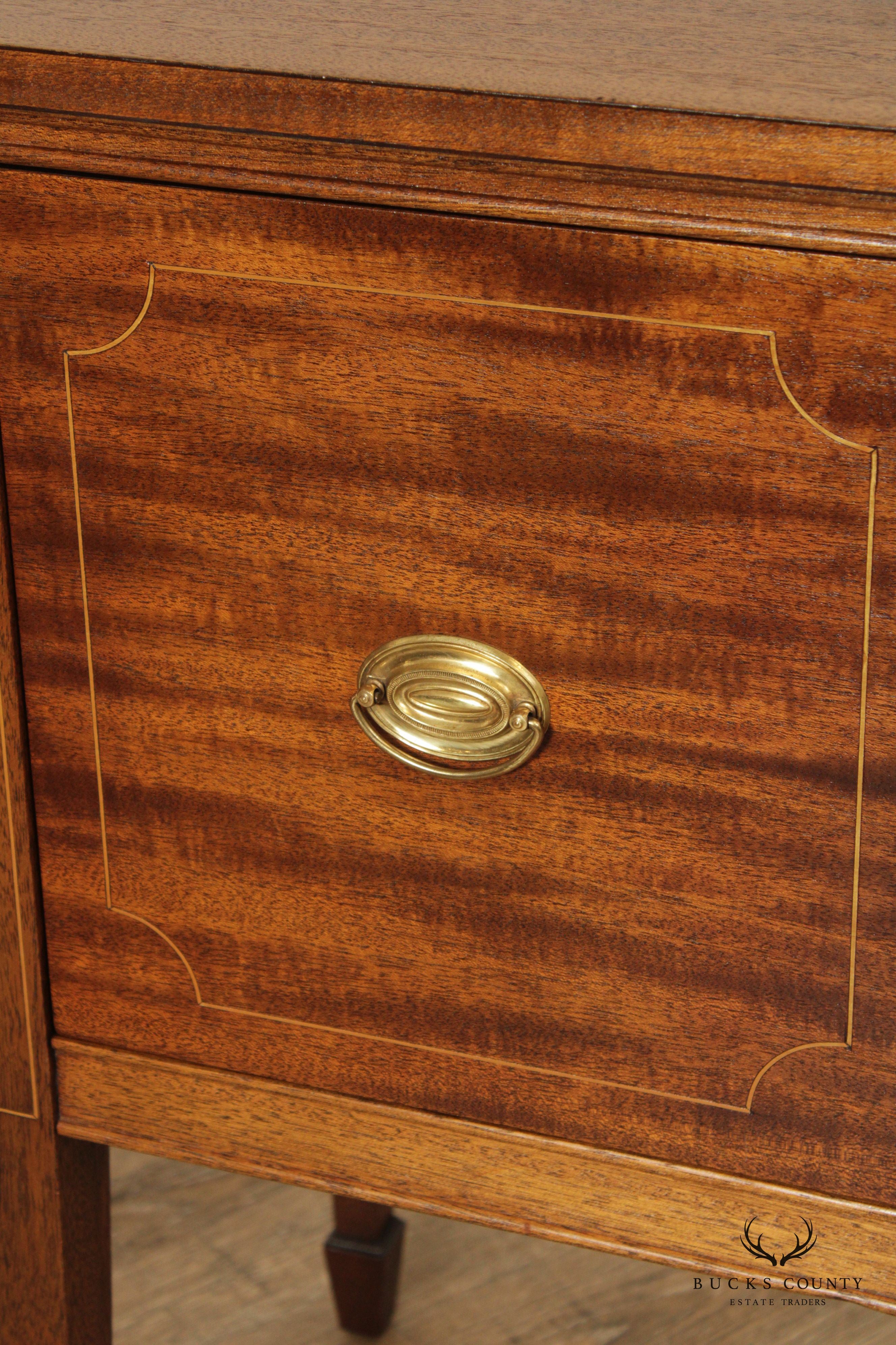 1940's Federal Hepplewhite Style Inlaid Mahogany Cabinet Nightstand