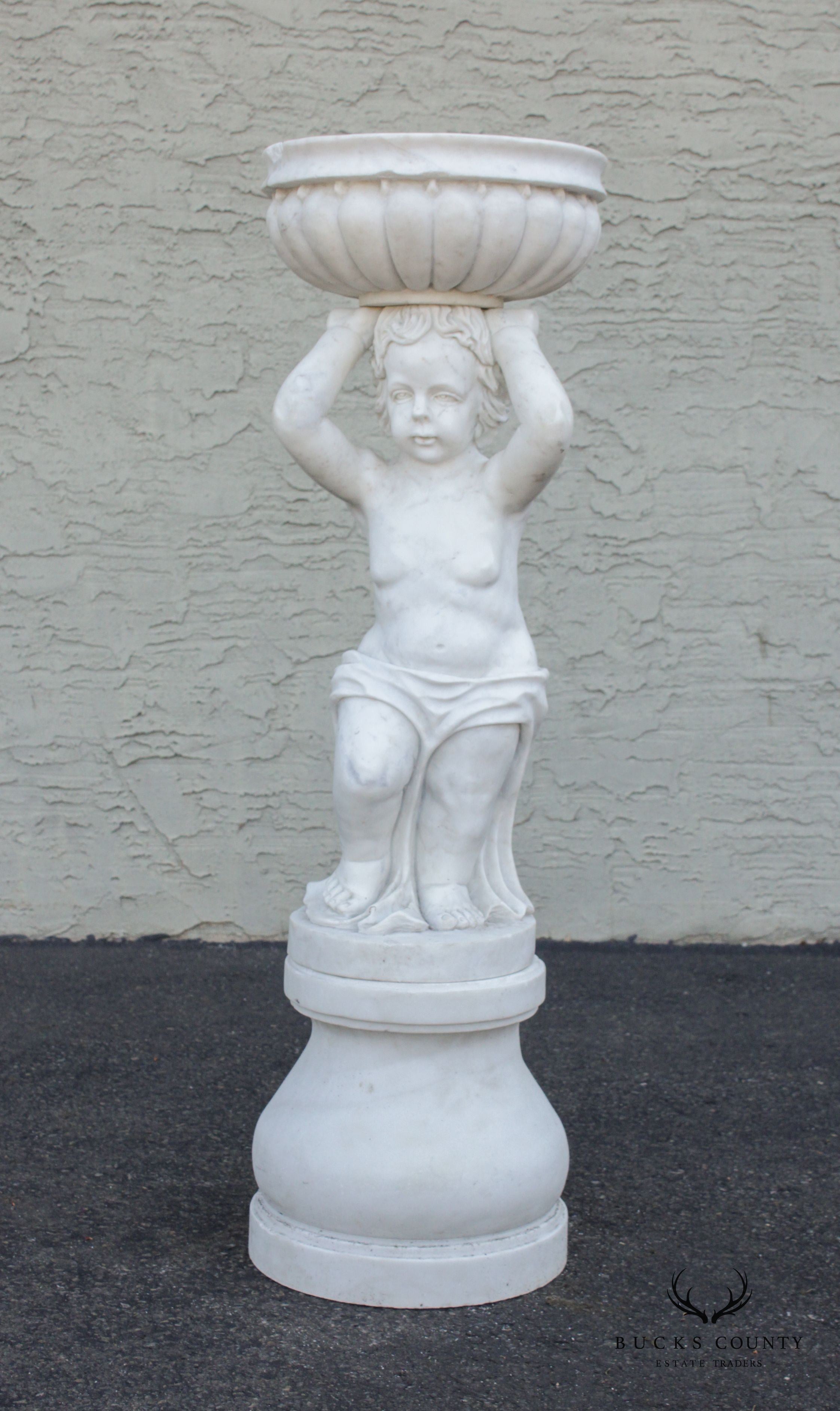 Neoclassical Style Figural Carved Marble Garden Planter