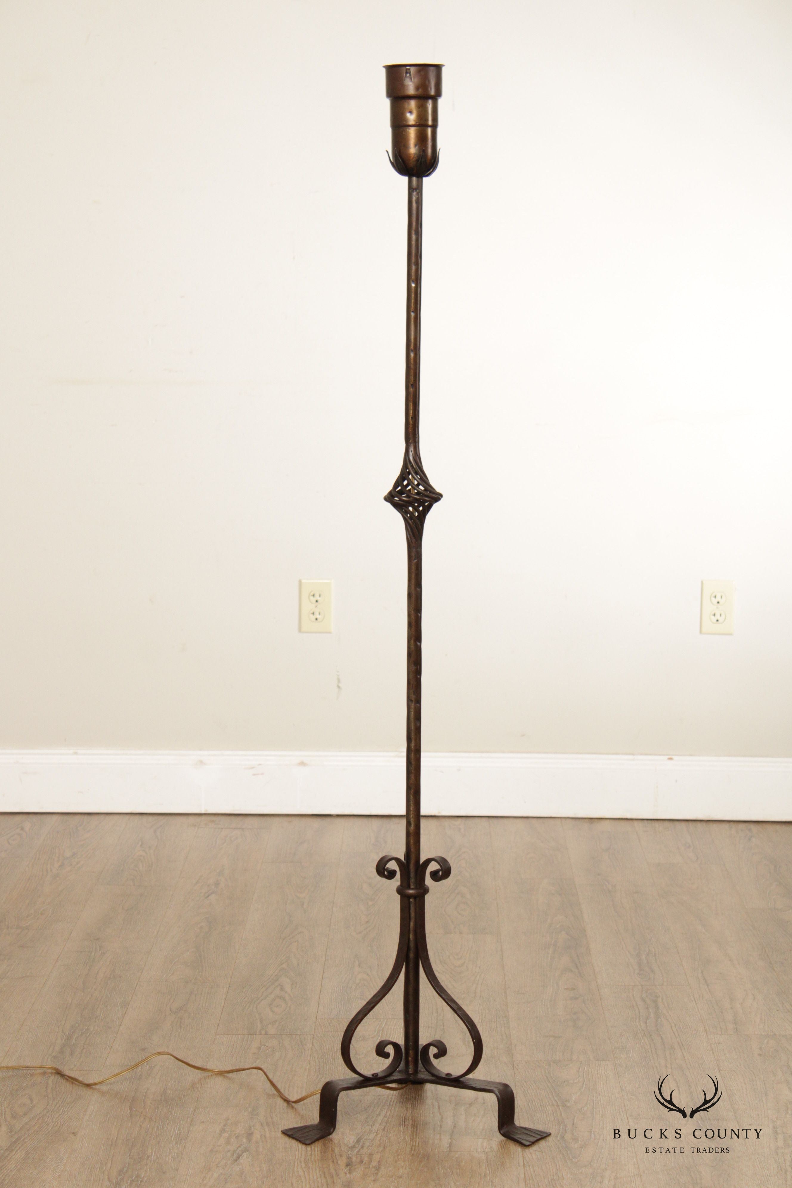 Gothic Style Wrought Iron Torchiere Floor Lamp