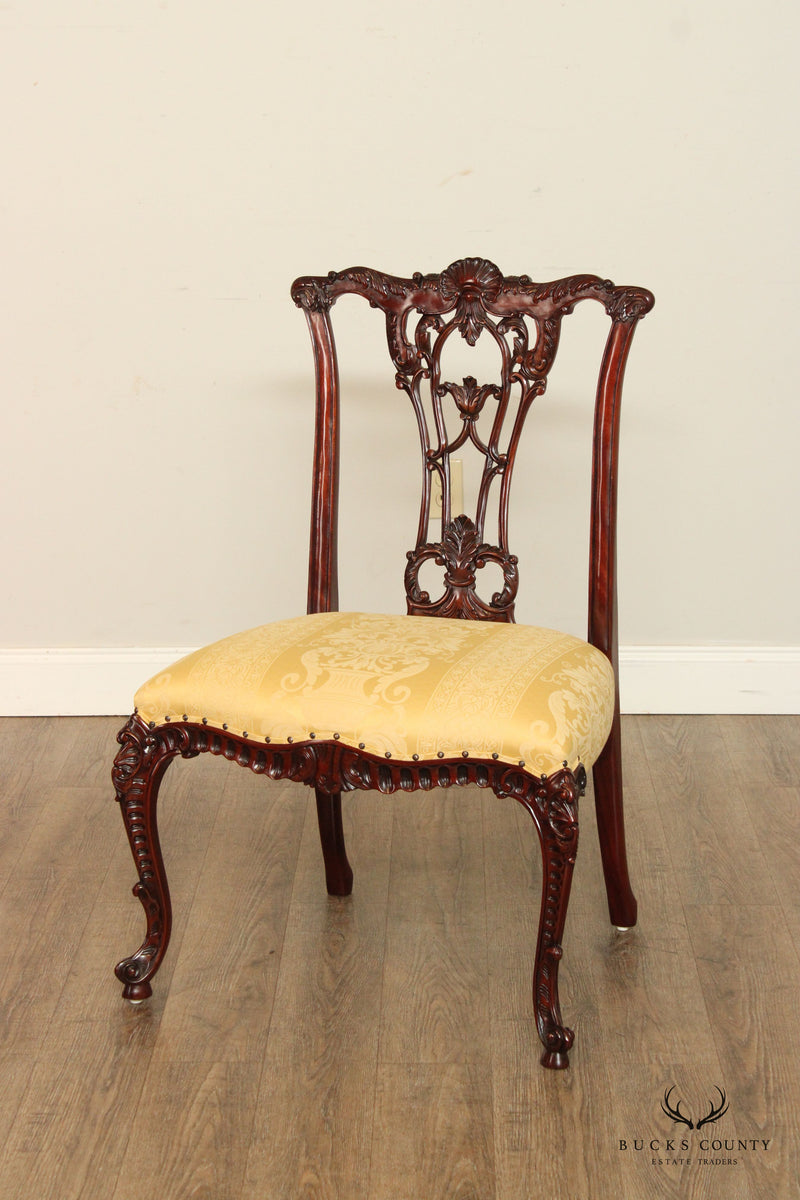 Chippendale Carved Mahogany Set Eight Dining Chairs