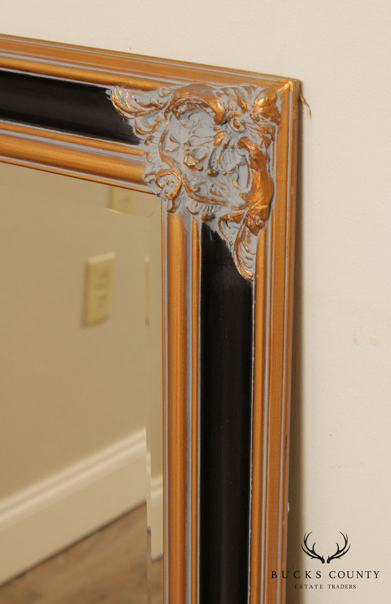 Regency Style Black and Gilt Framed Mirror