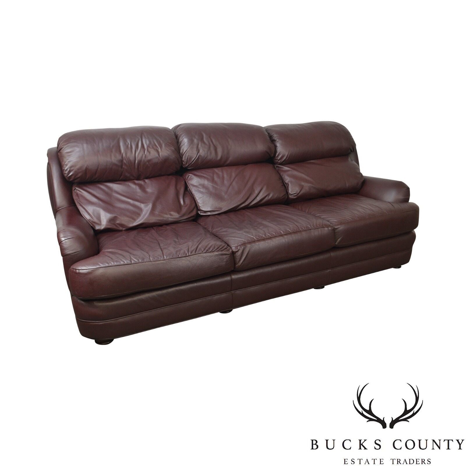 Classic Quality Leather Plum Sofa