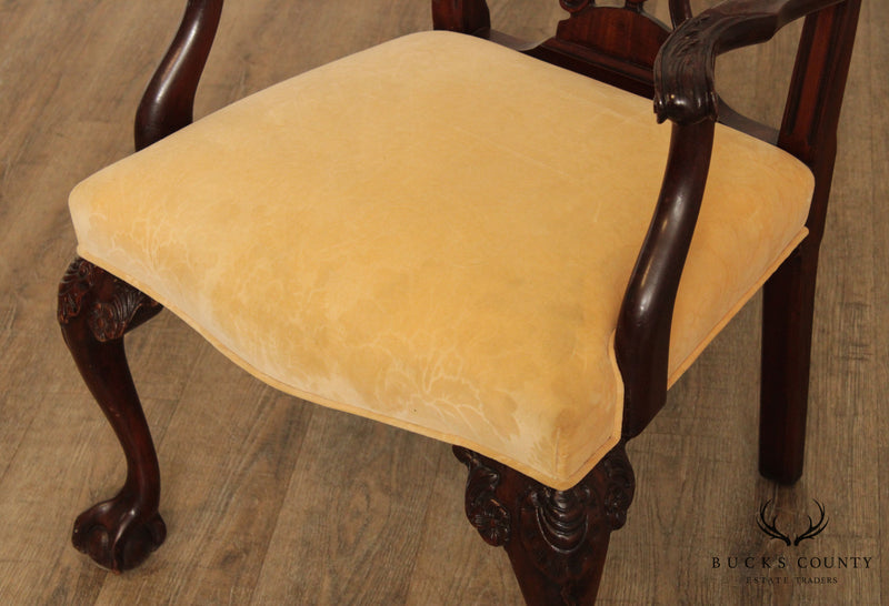 Custom Quality Georgian Style Carved Mahogany Arm Chair