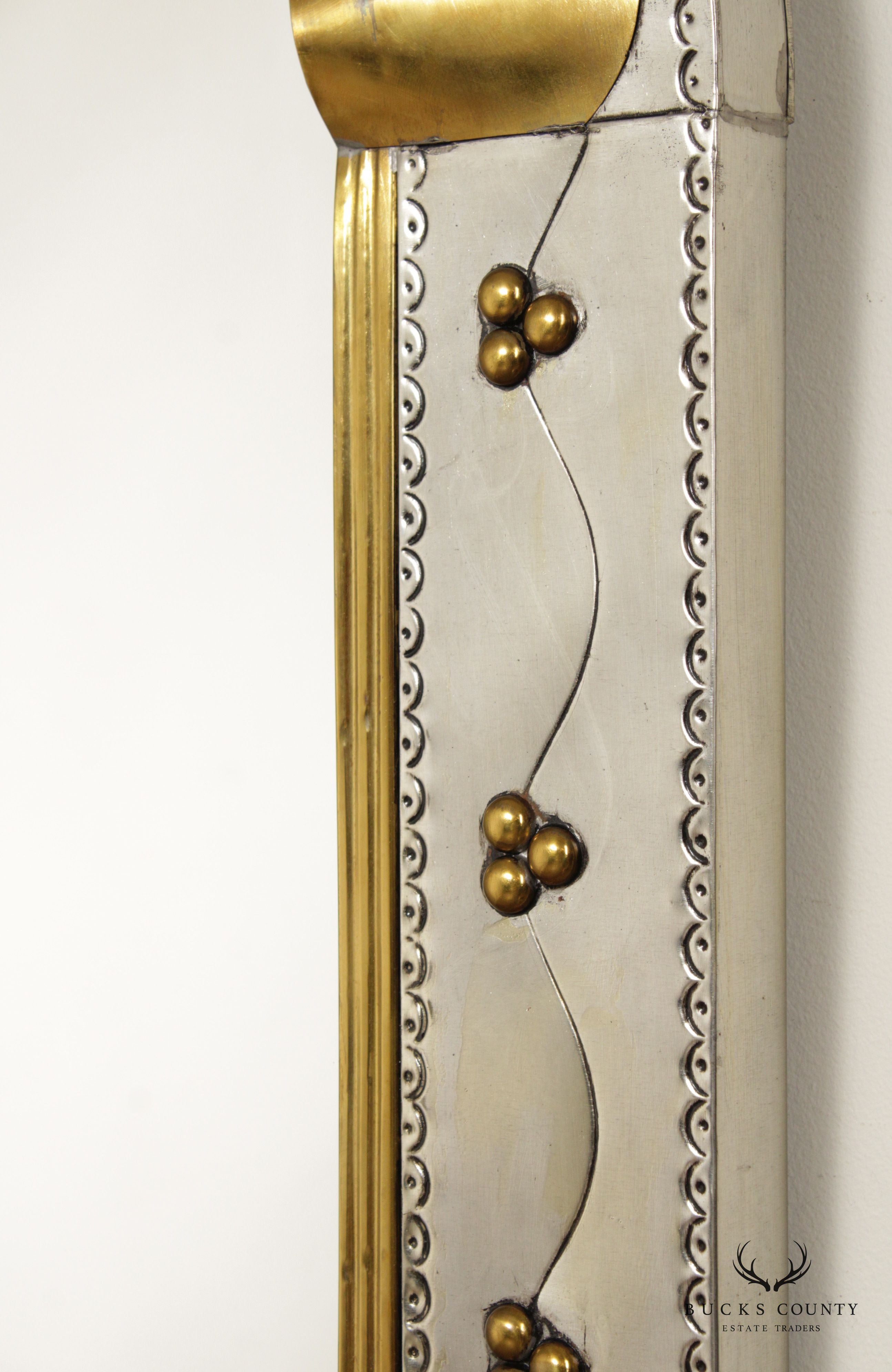 Mexican Folk Art Style Tin & Brass Arched Mirror