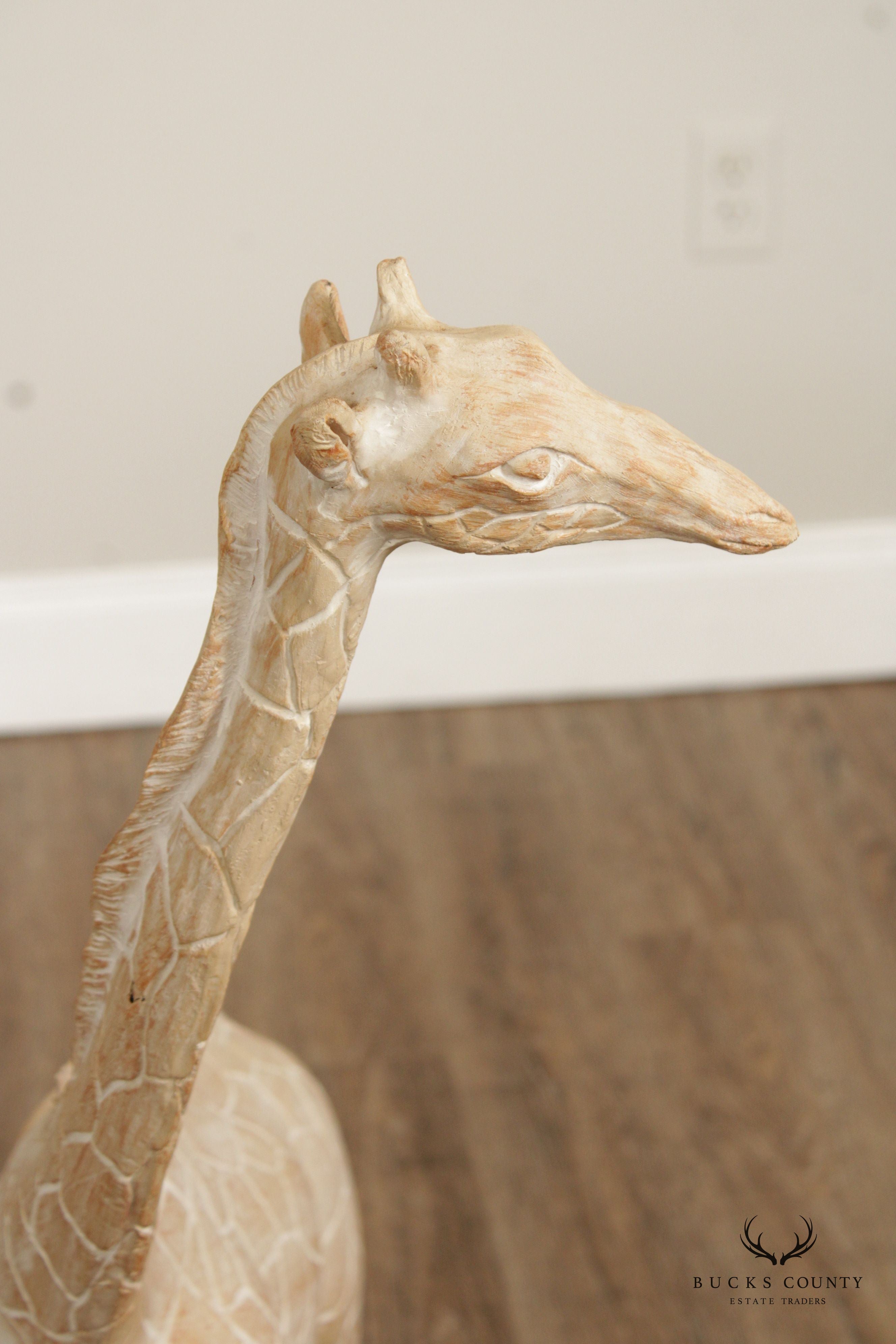 Vintage Carved Wood Giraffe Sculpture