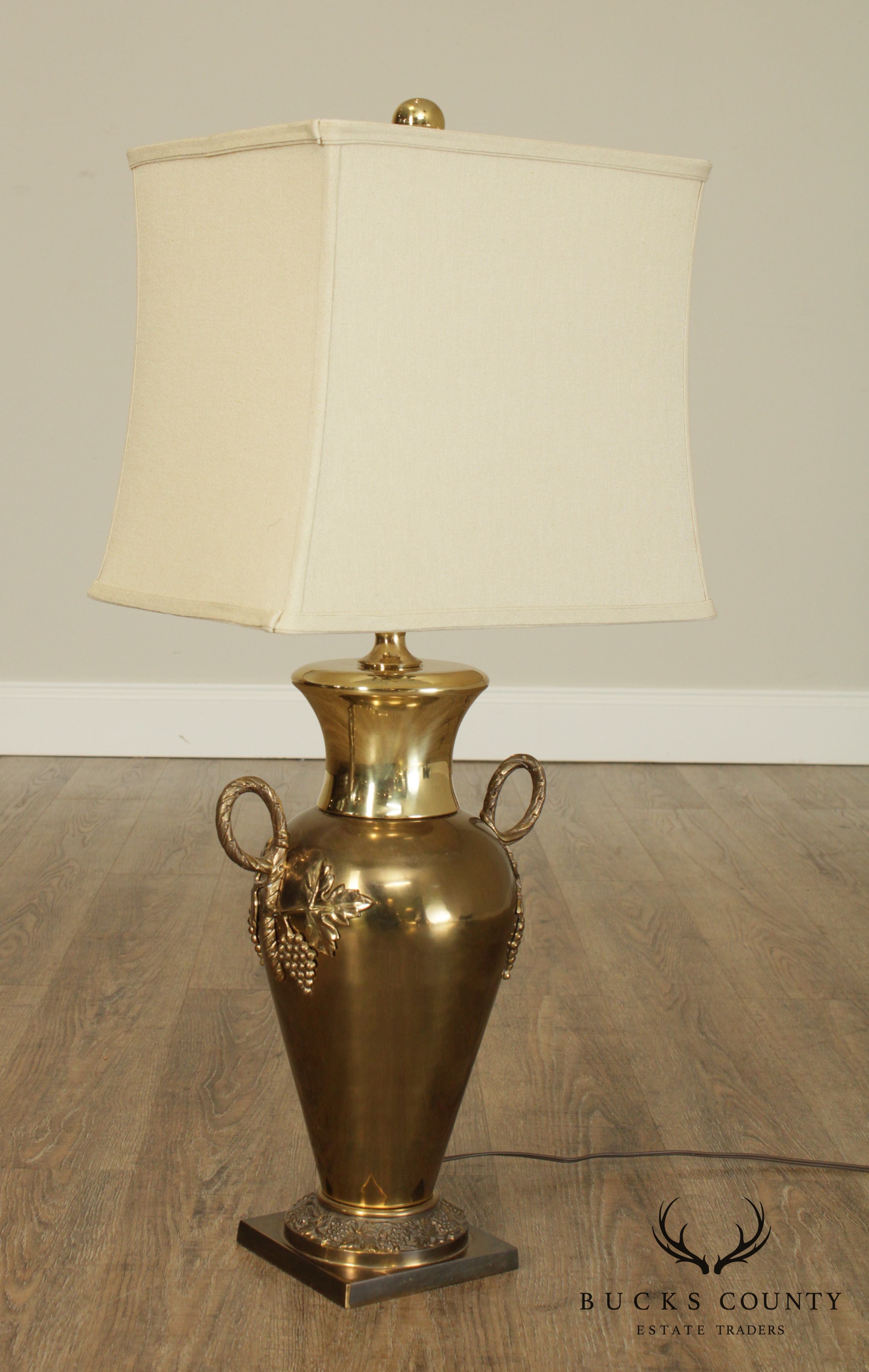 Quality Vintage Brass Grapevine Vase Lamp