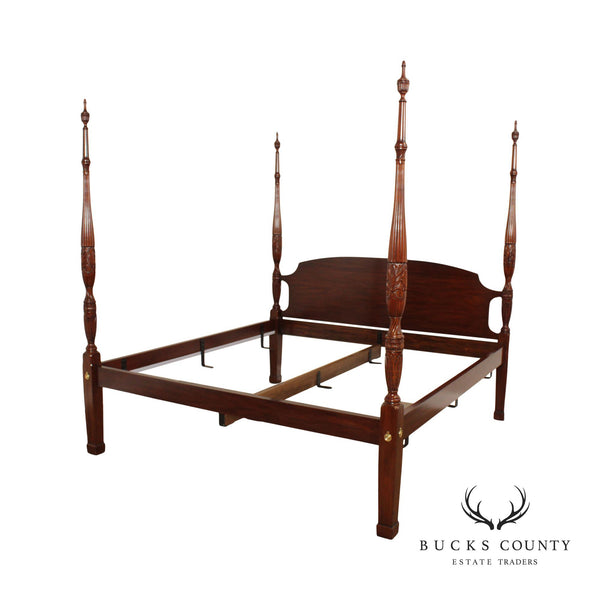 Henkel Harris Mahogany Queen Size Rice Carved Poster Bed