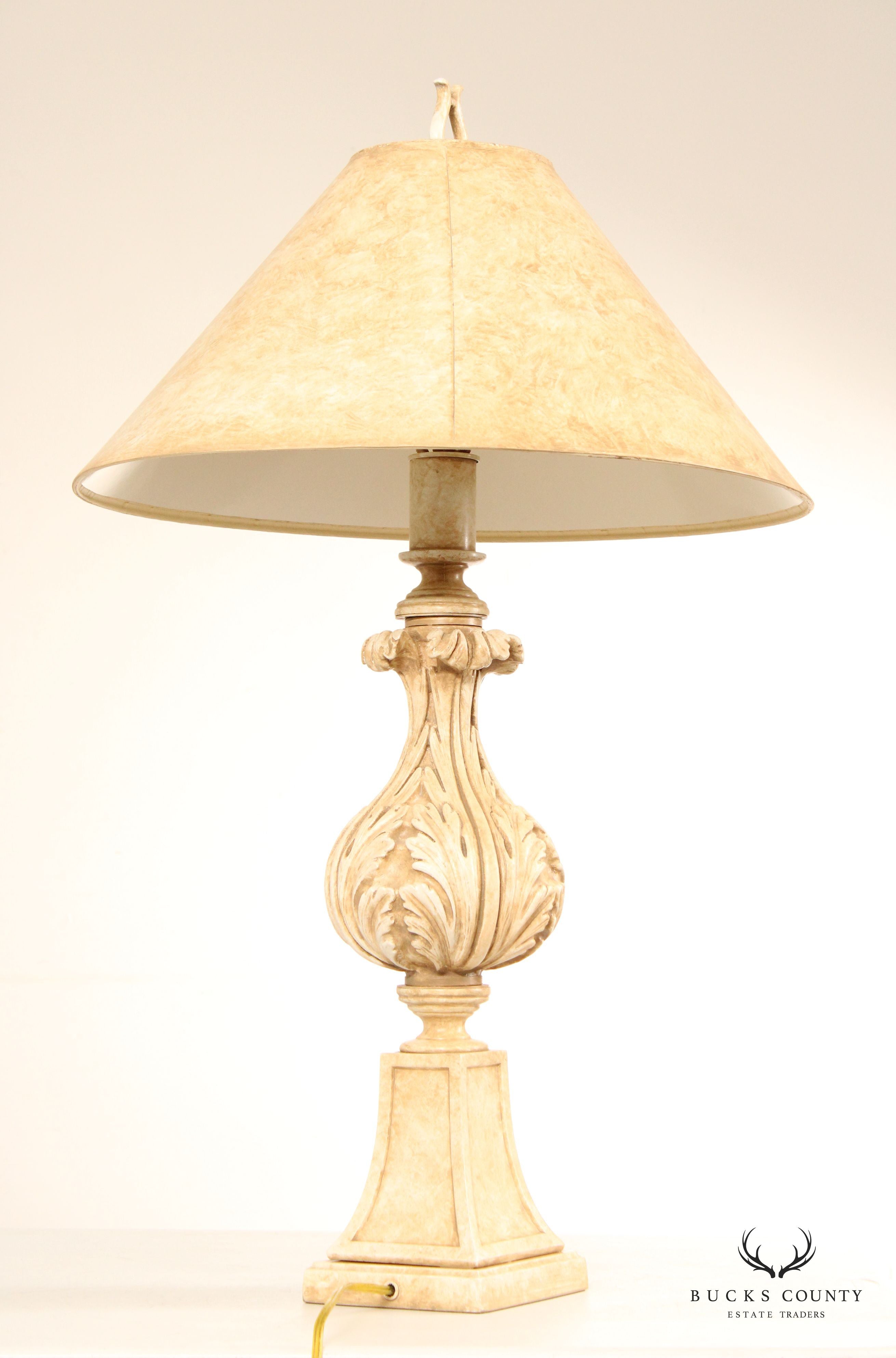 Italian Tuscan Style Foliate Carved Table Lamp