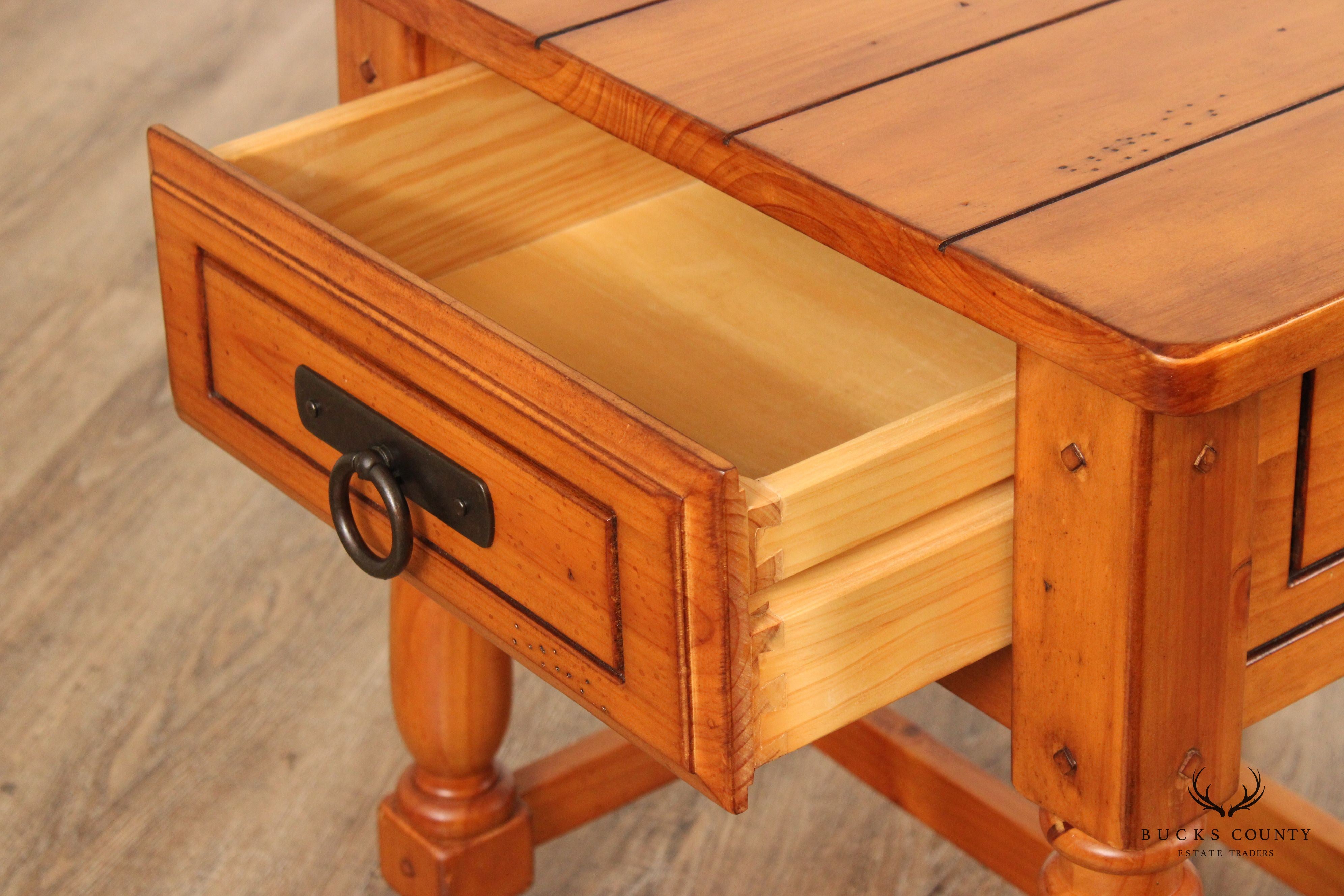 English Traditional Style Pine One-Drawer Side Table