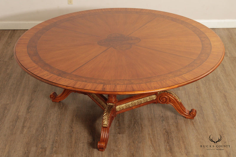 Henredon Regency Style Parcel Gilt Large 84 Inch Round Dining Table