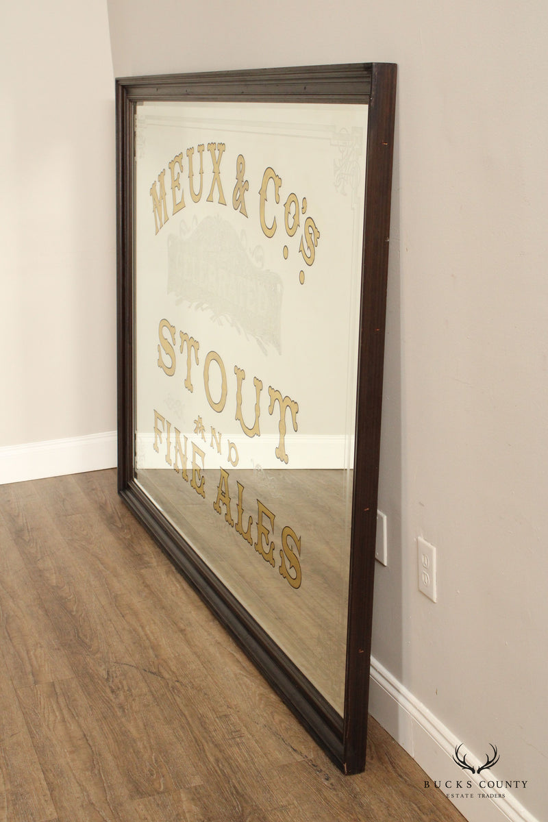 MEUX & CO STOUT LARGE ETCHED AND REVERSE PAINTED BAR MIRROR