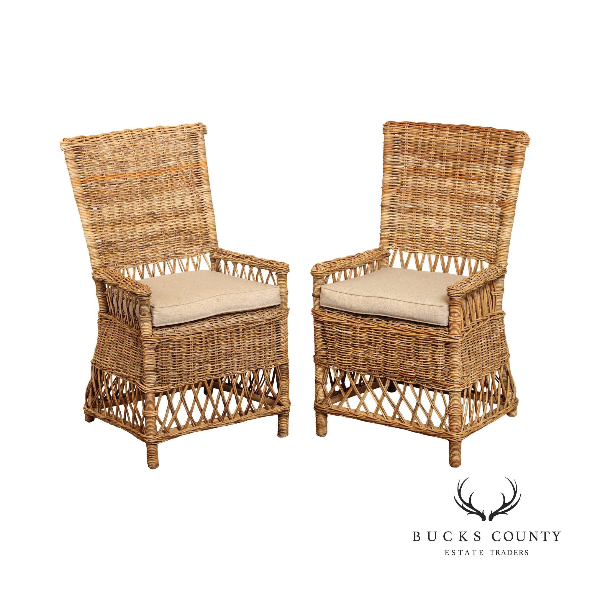 Birch Lane Pair of 'Lynnford' Wicker Armchairs