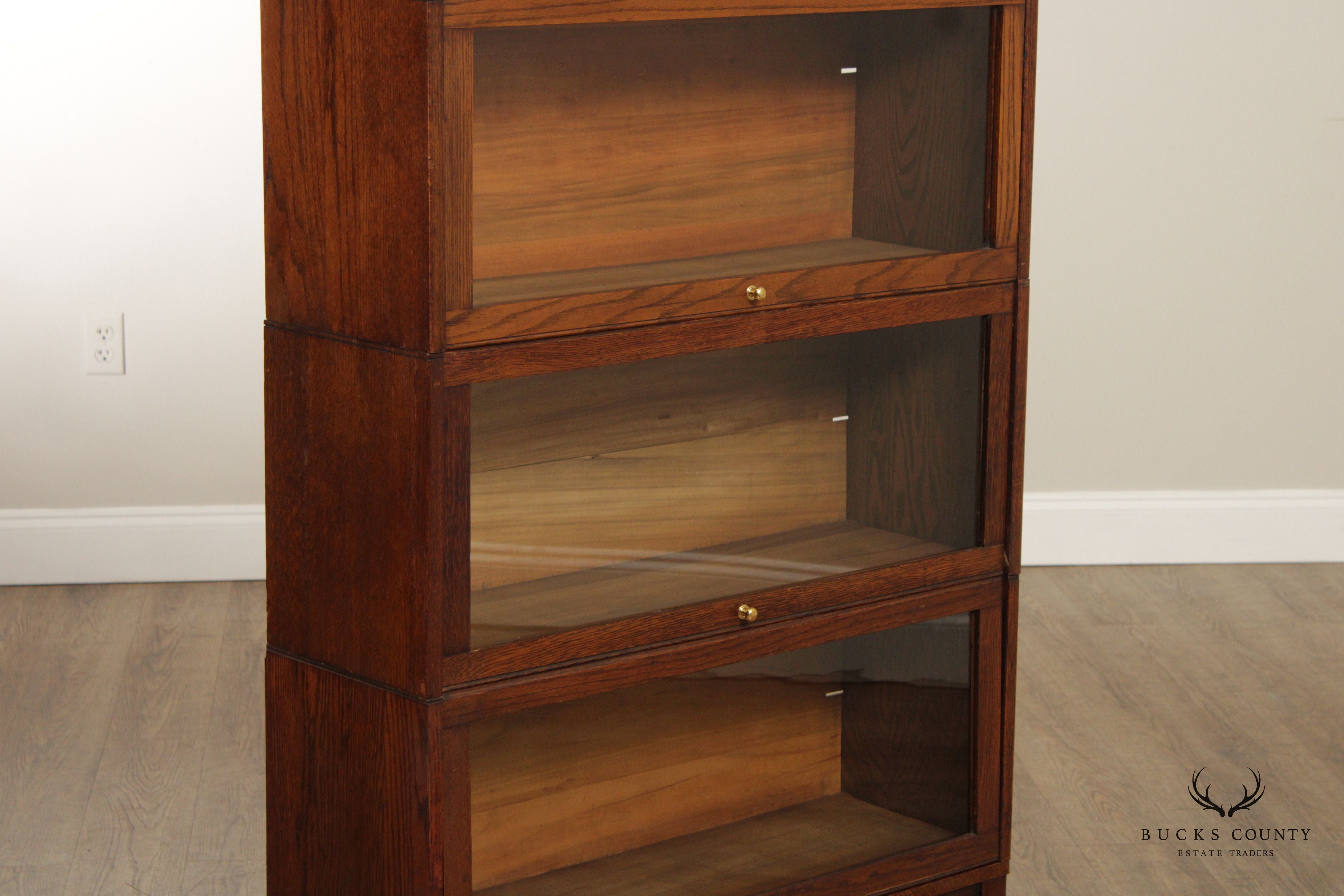 Lundstrom Antique Oak Four Stack Barrister Bookcase