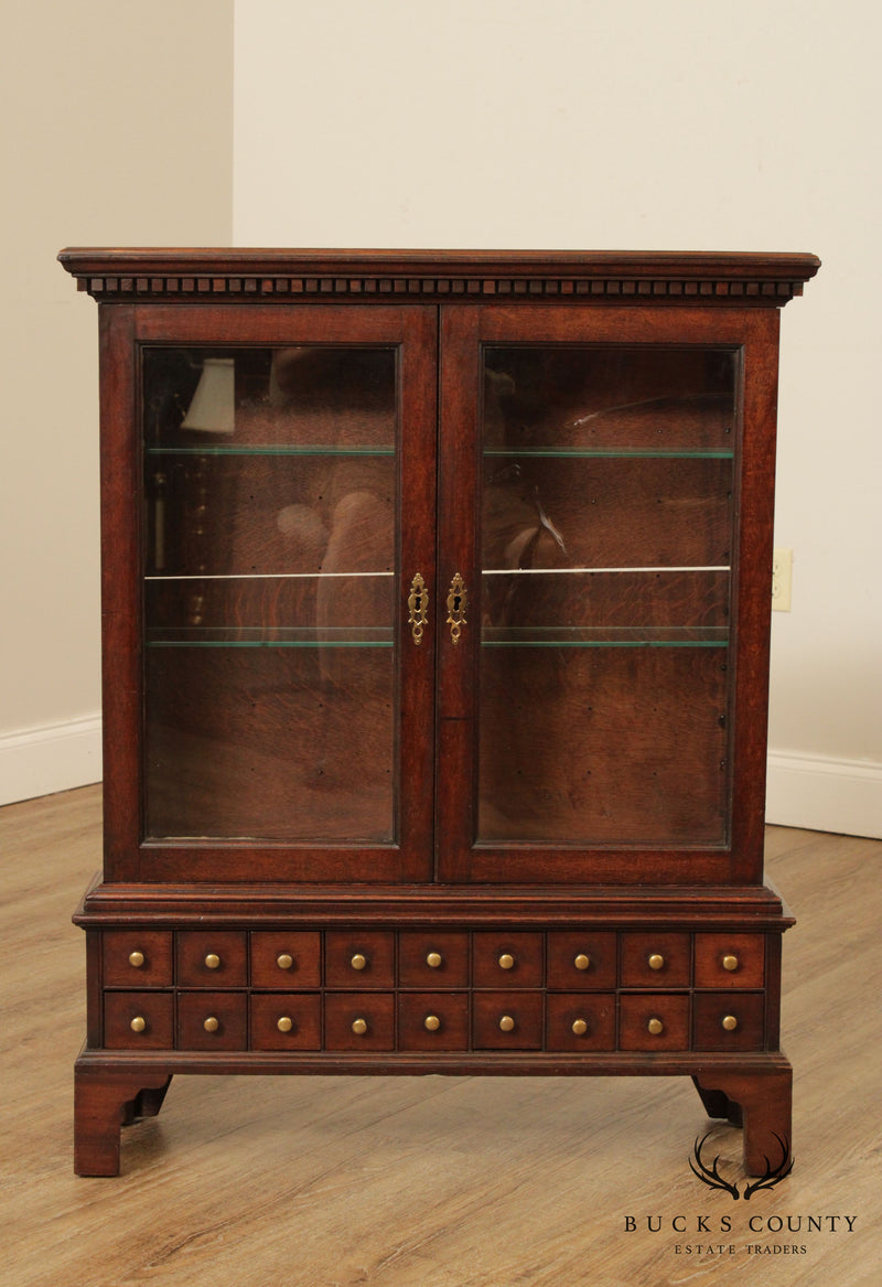 Antique English Mahogany 2 Piece Apothecary Cabinet