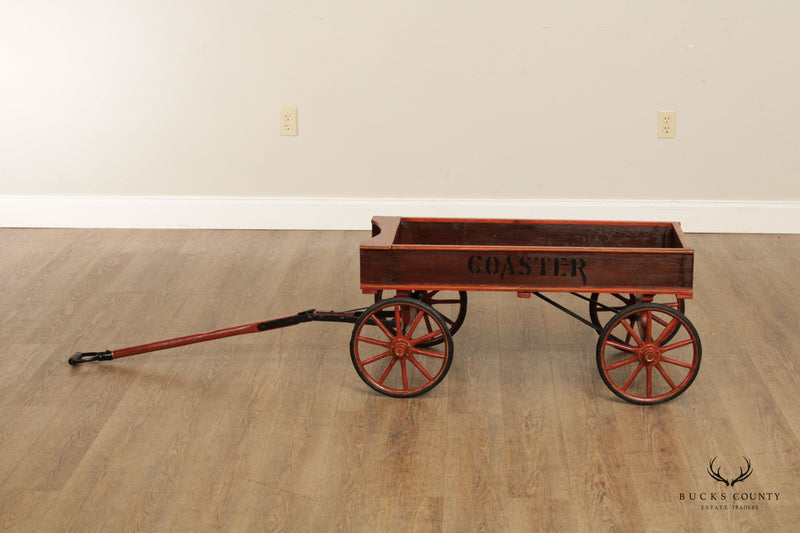Antique Early 20th C. Children's 'Coaster' Wooden Wagon