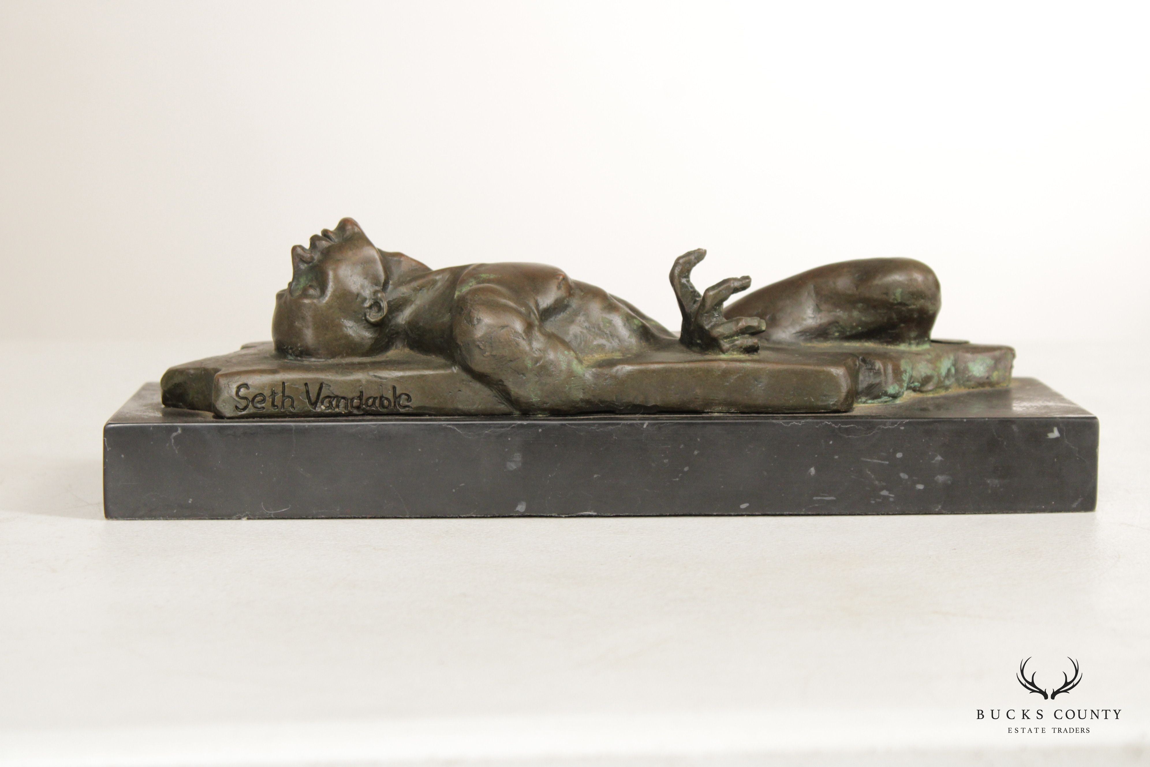 Seth Vandable Bronze Sculpture, Man Sinking