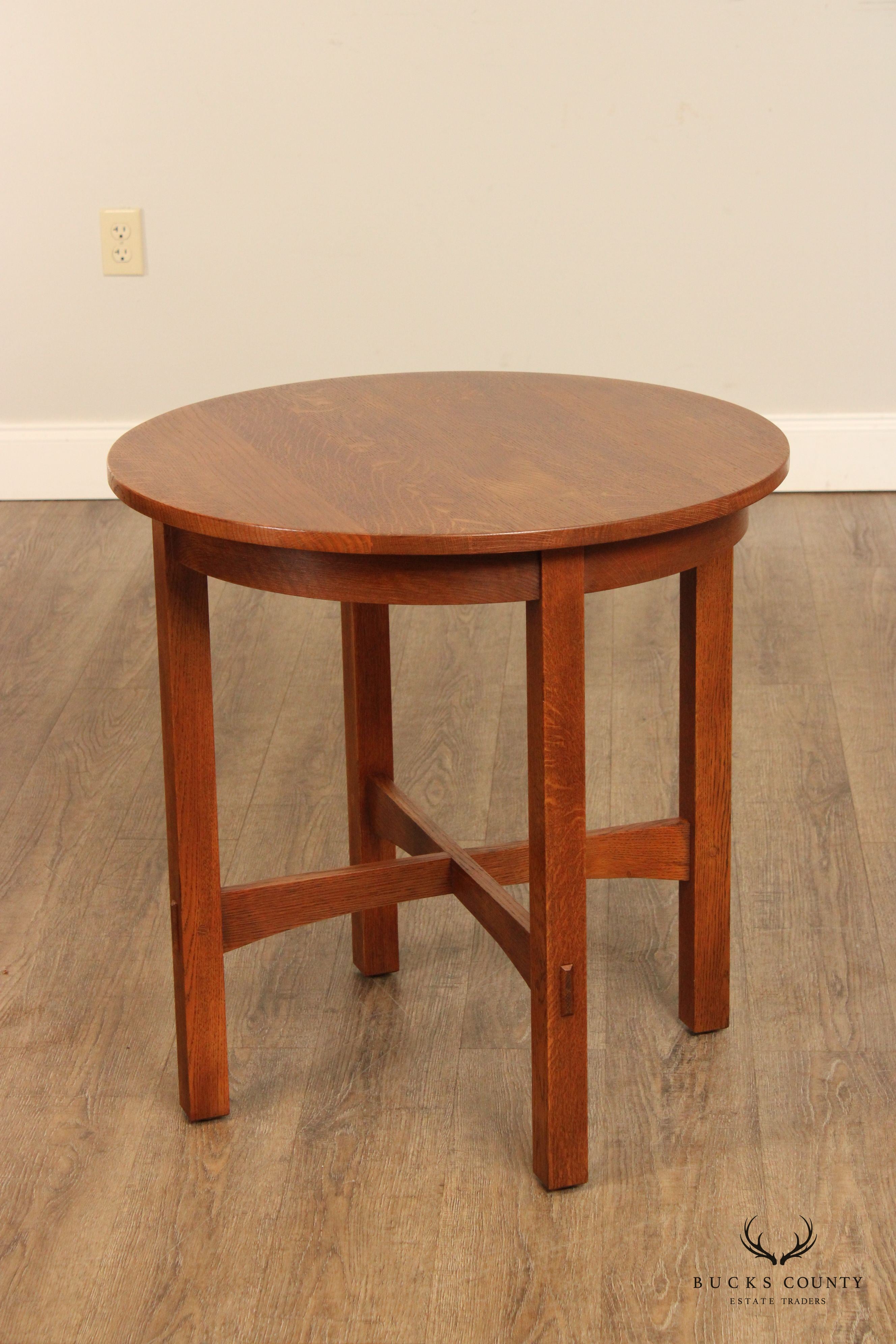 Stickley Mission Collection Oak Round Lamp Table