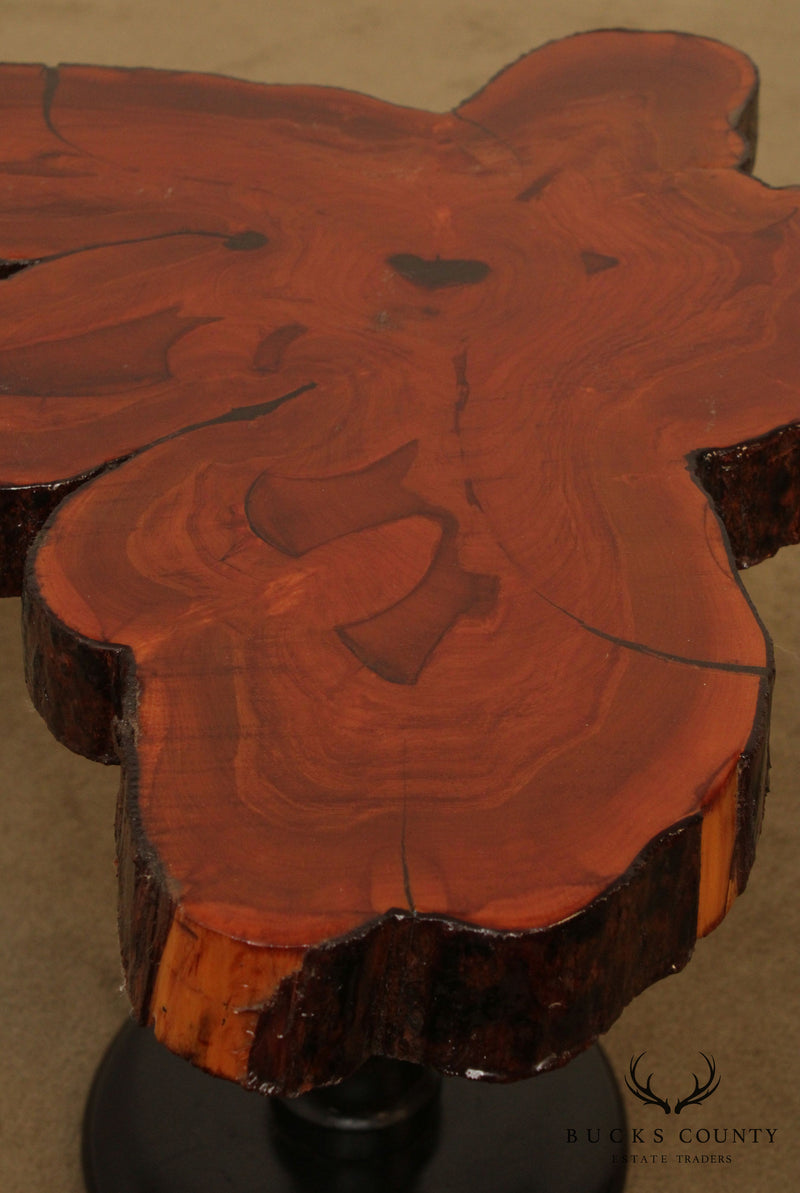 Live Edge Slab Wood Pedestal Side Table