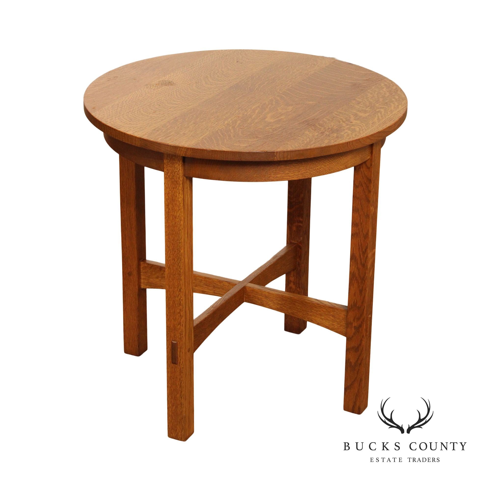 Stickley Mission Collection Oak Round Lamp Table