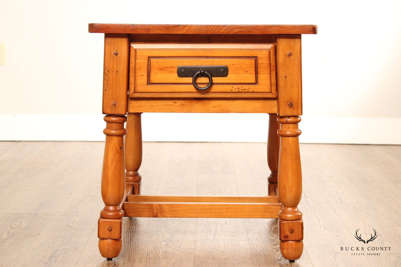 English Traditional Style Pine One-Drawer Side Table