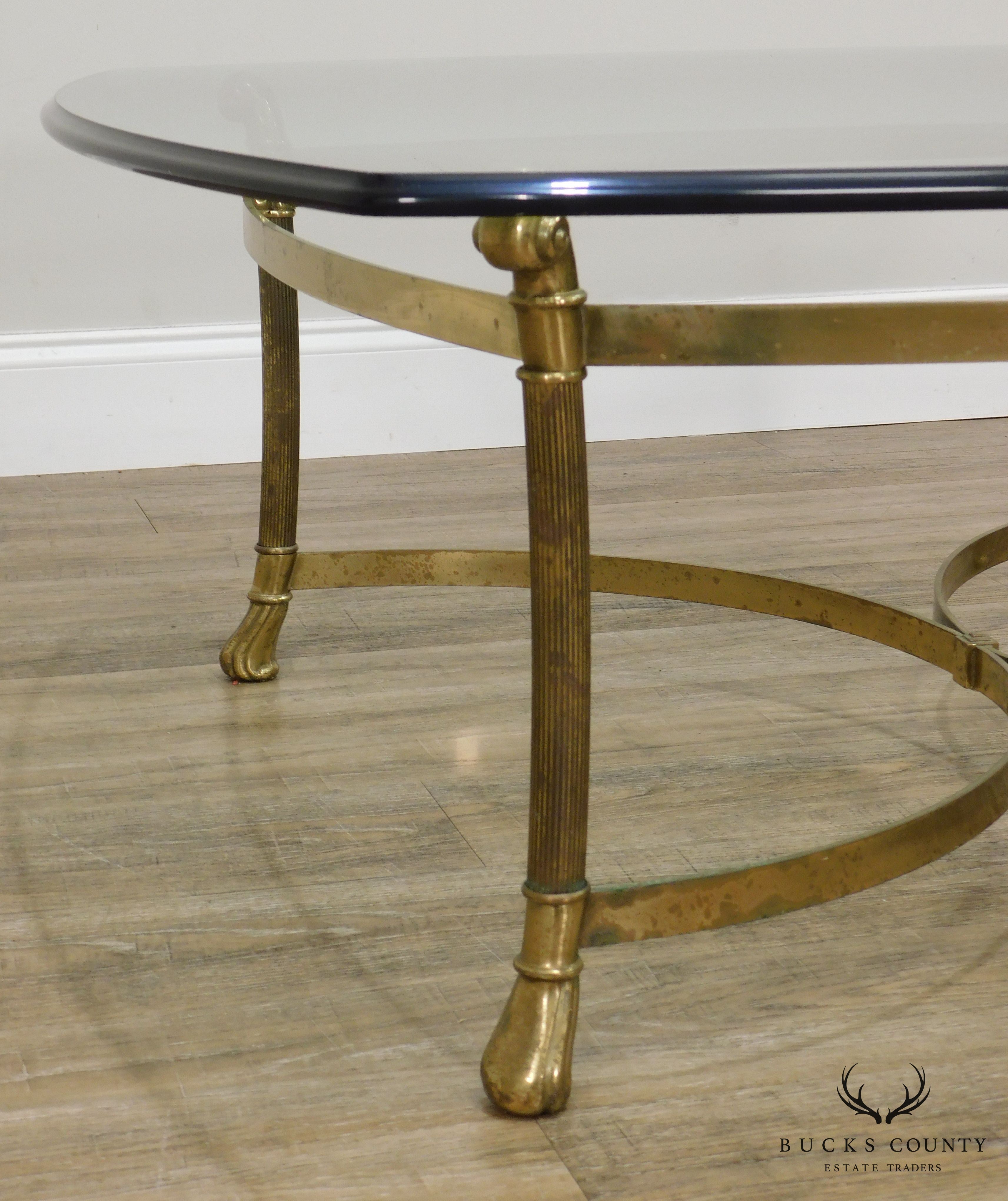 Quality Vintage Brass Base Glass Top Coffee Table