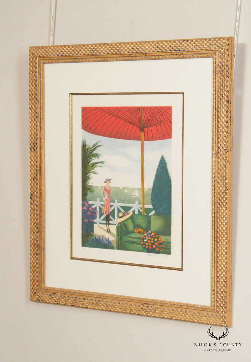 Alain Bonnec Framed Print, Patio Overlooking the Sea