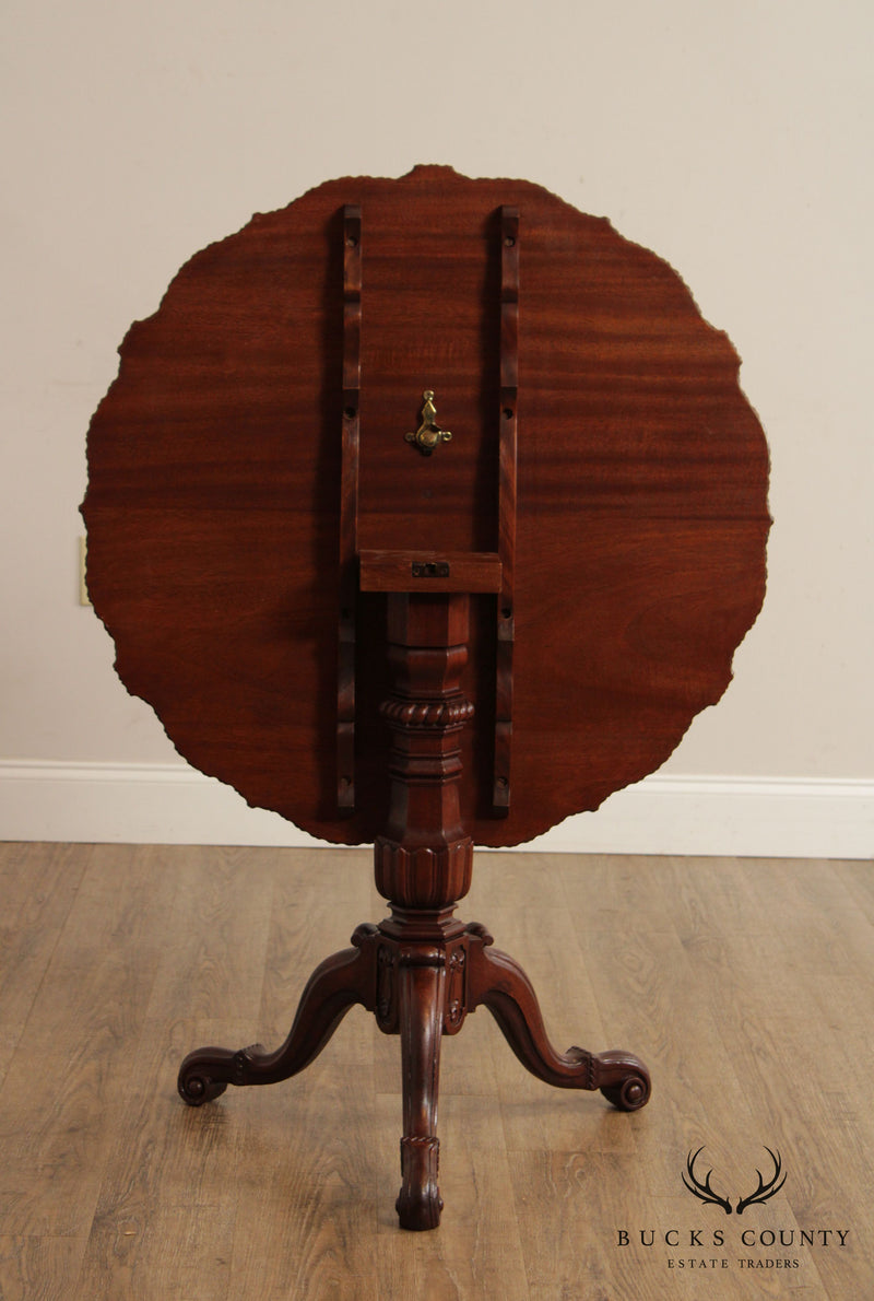Antique Carved Mahogany Tilt-Top Pie Crust Tea Table