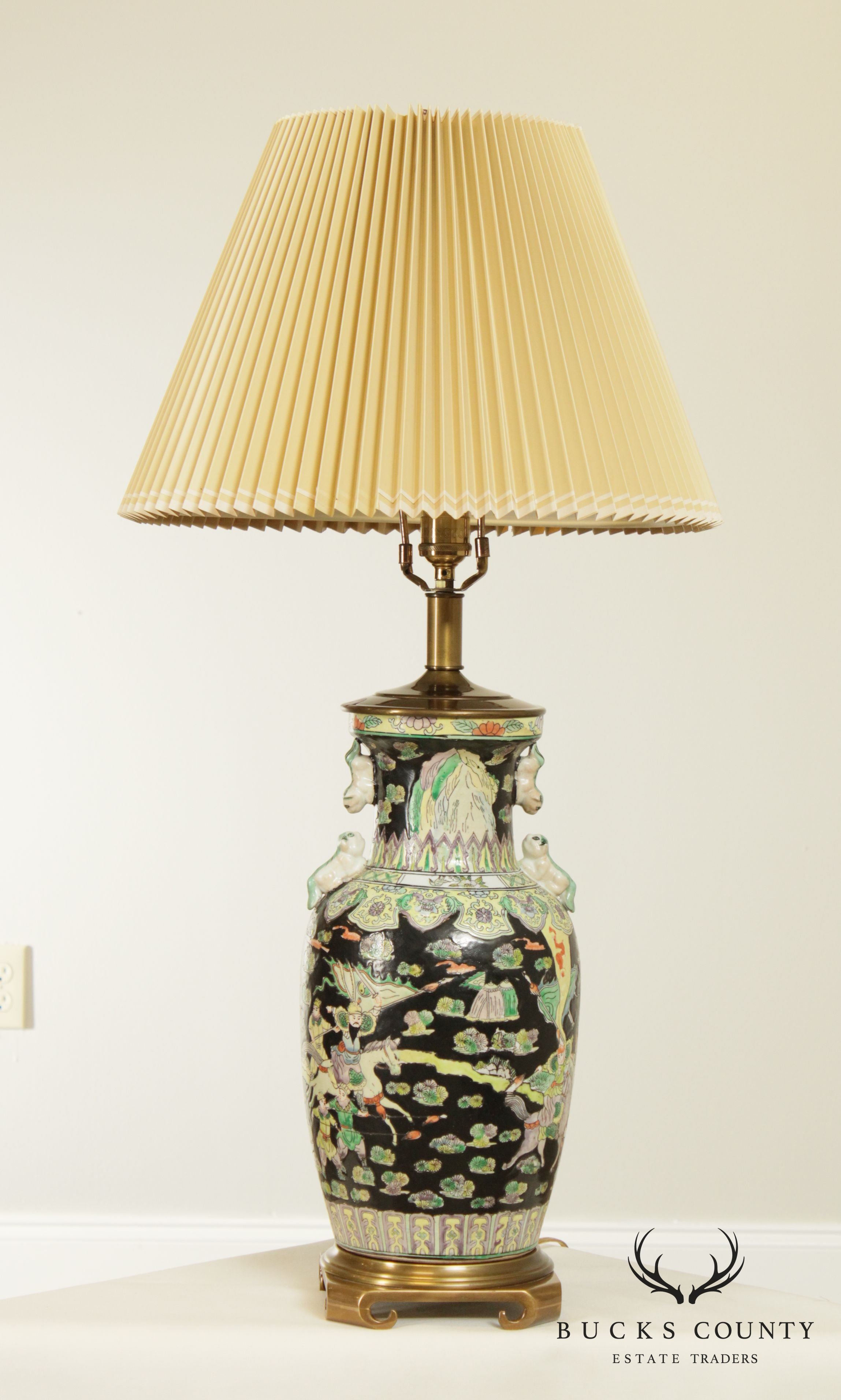 Remington Asian Pottery Brass Base Table Lamp