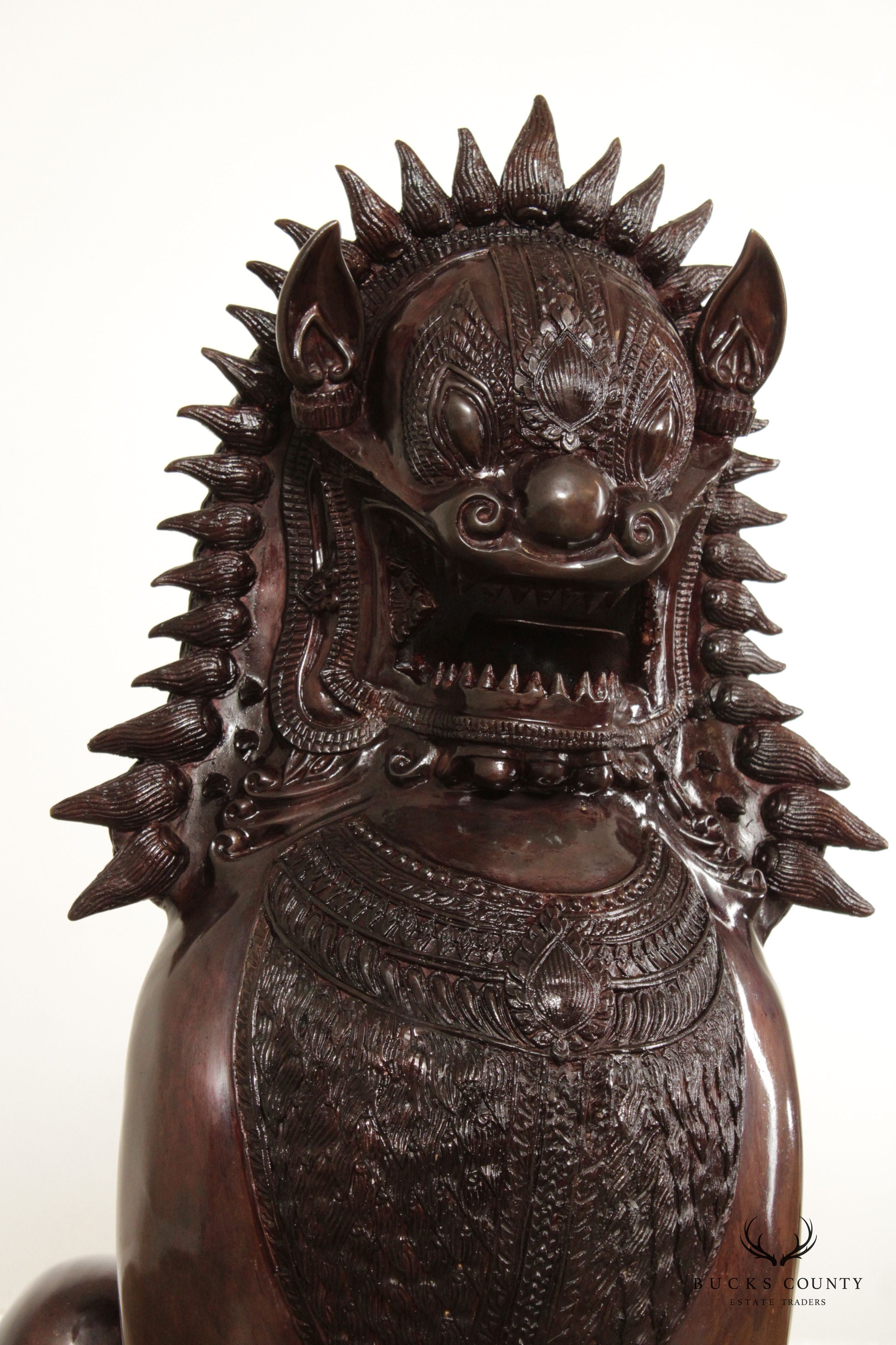 Quality Pair of Large Thai Foo Dog Bronze Statues