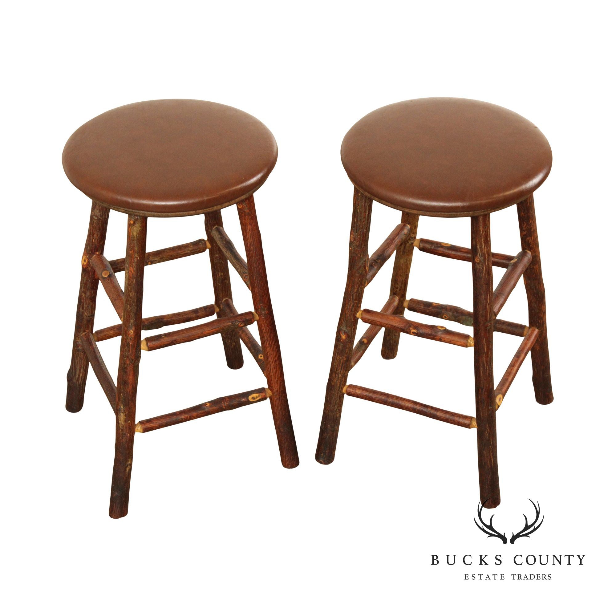 Old Hickory Pair Rustic Bar Stools