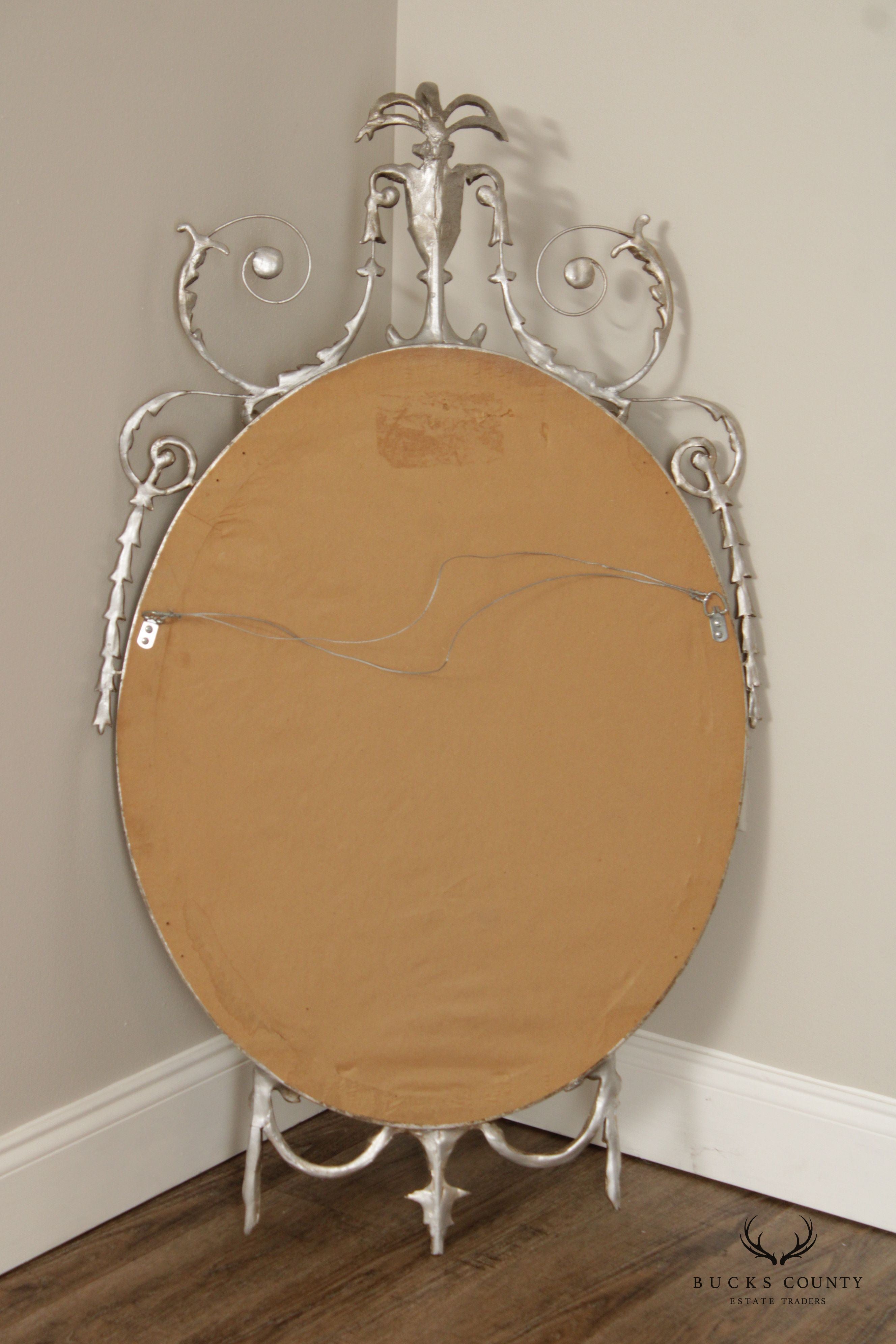 Adams Style Silver Leaf Oval Wall Mirror