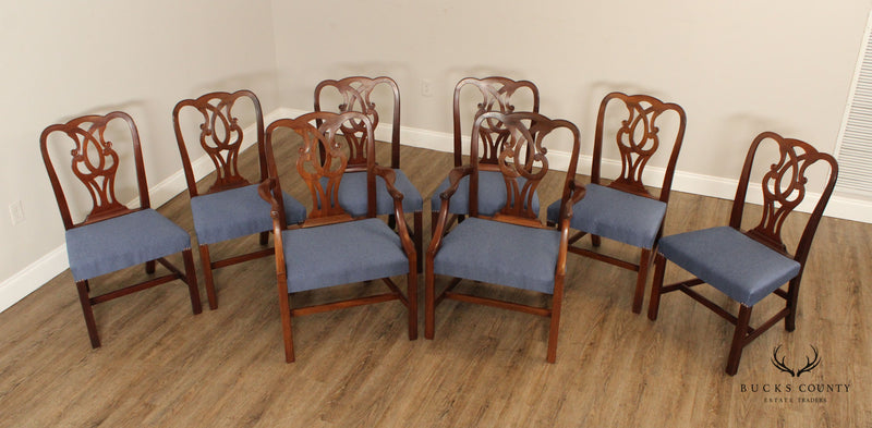 Baker Furniture Vintage Set Of Eight Mahogany Chippendale Style Dining Chairs