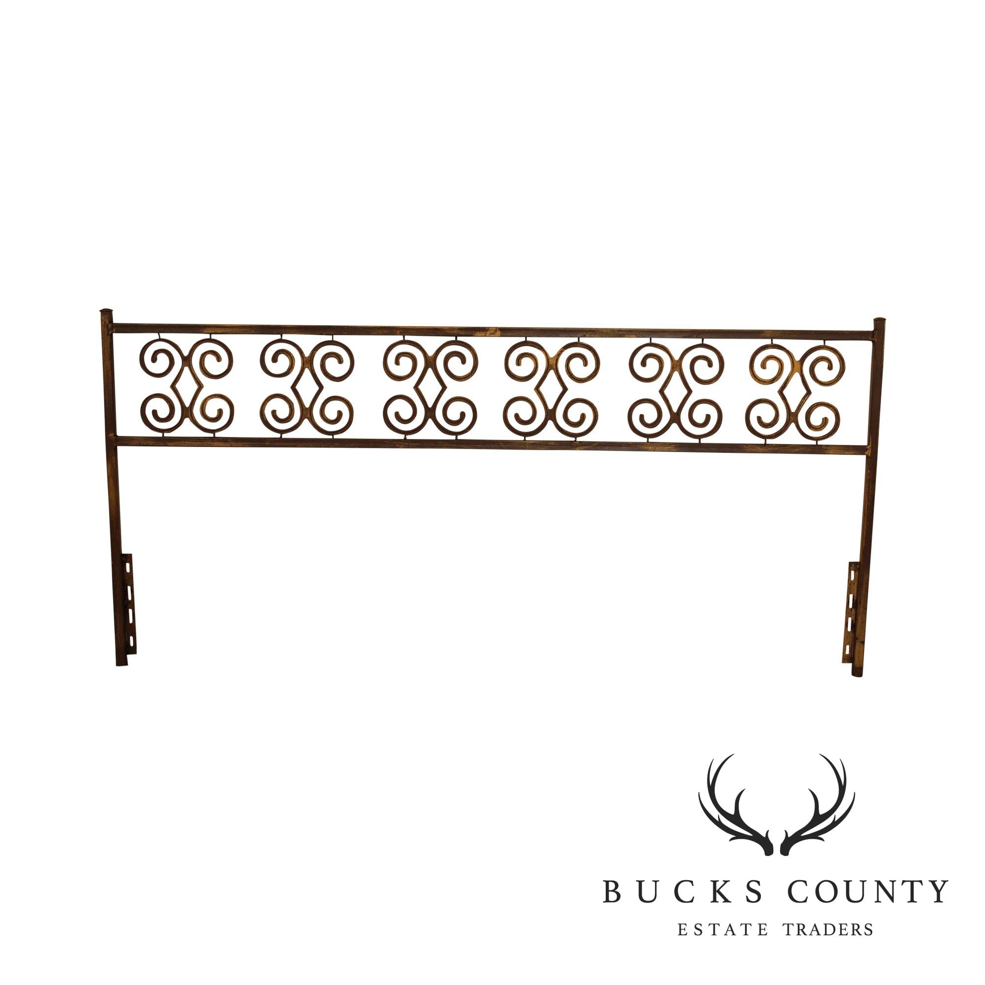 Hollywood Regency Vintage Wrought Iron King Headboard