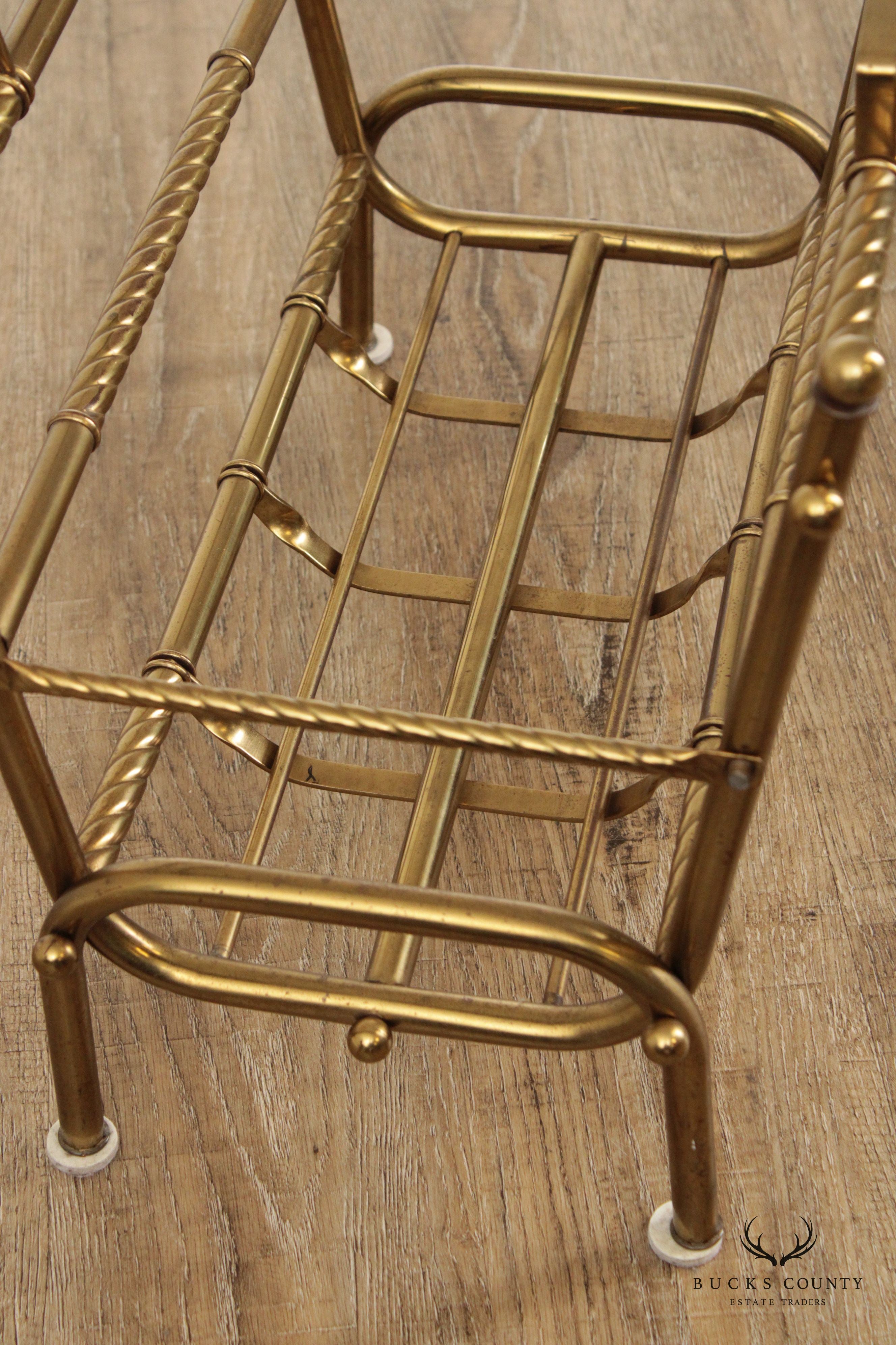 Vintage Hollywood Regency Brass Magazine Rack