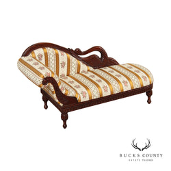 Victorian Style Carved Mahogany Swan Child's Chaise Lounge