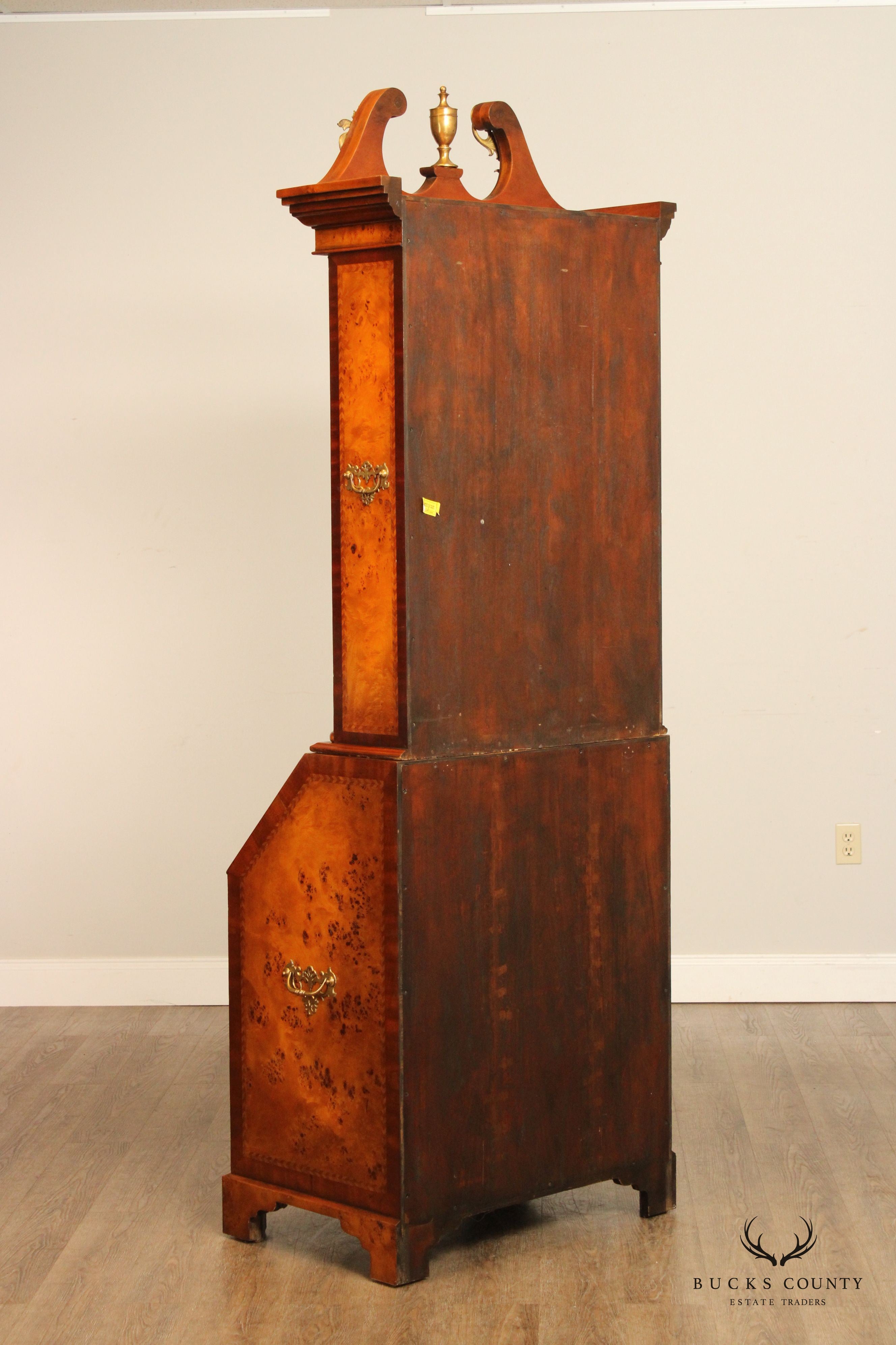 Theodore Alexander Chippendale Style Burl Wood Inlaid Secretary Desk