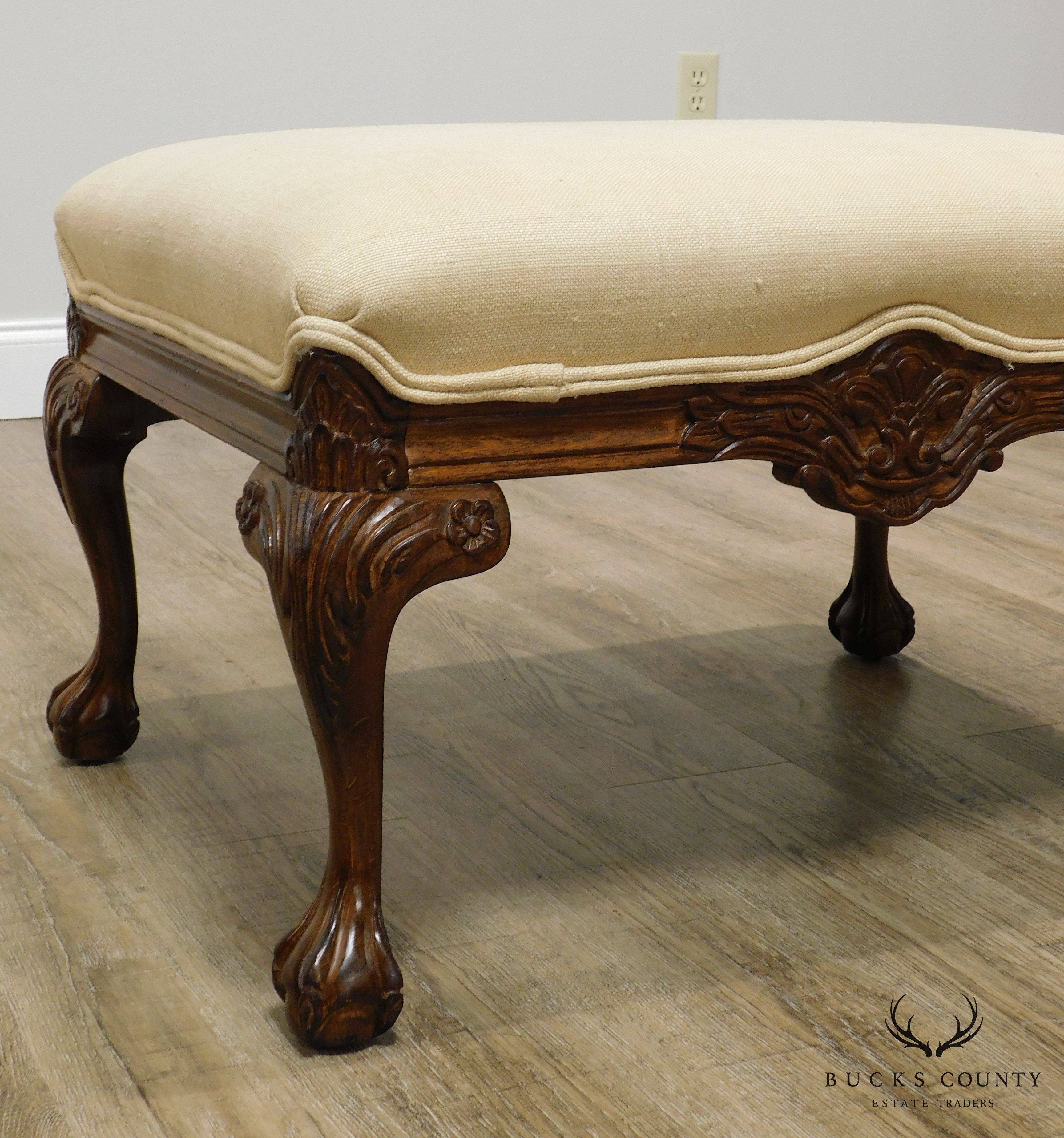 Sherrill Georgian Style Carved Claw Foot Ottoman