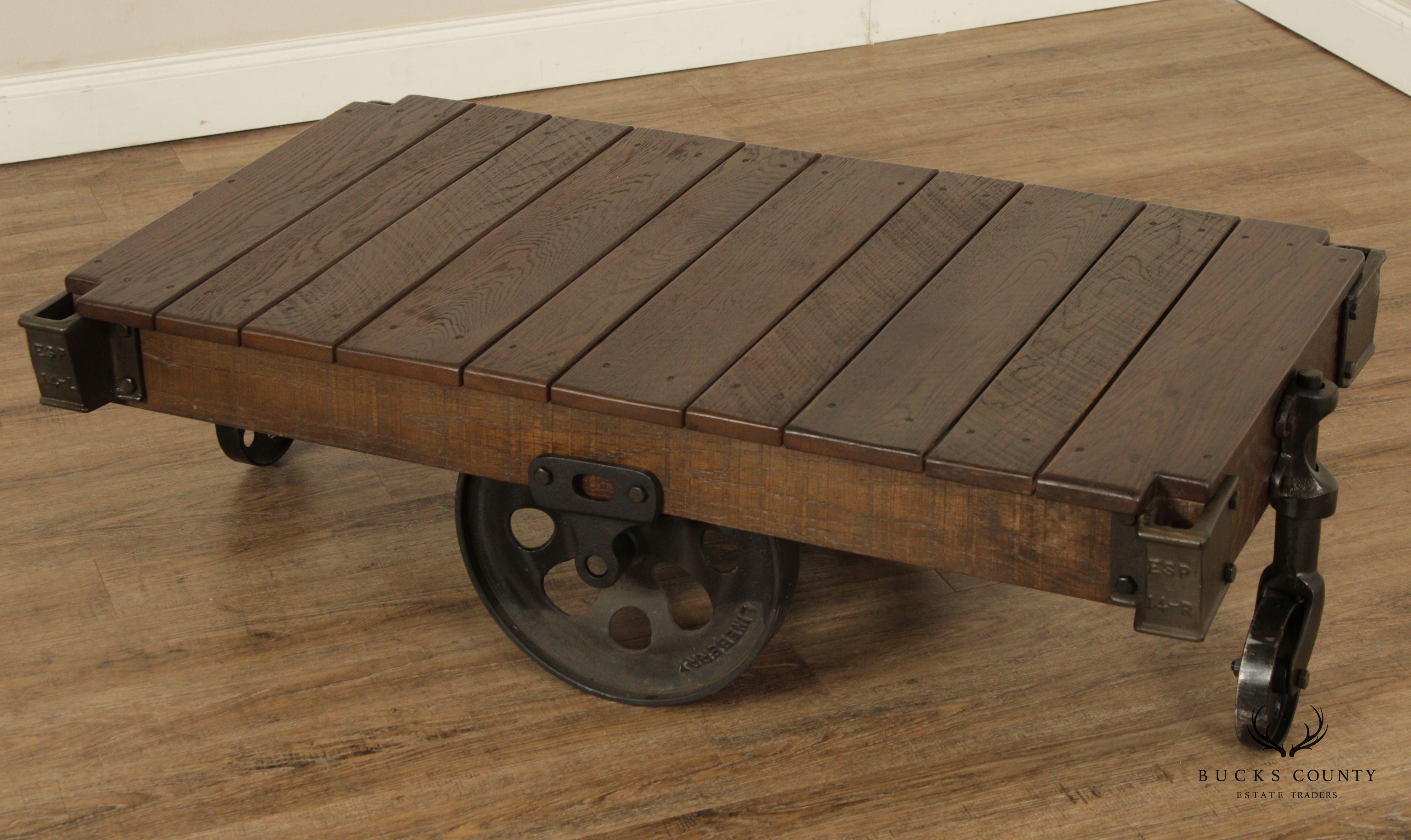 Arhaus Industrial Factory Cart Wood Coffee Table