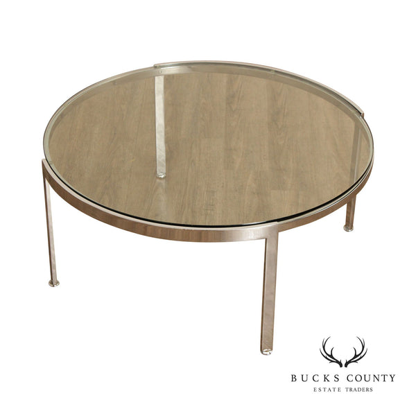 Post Modern Round Glass and Chrome Coffee Table
