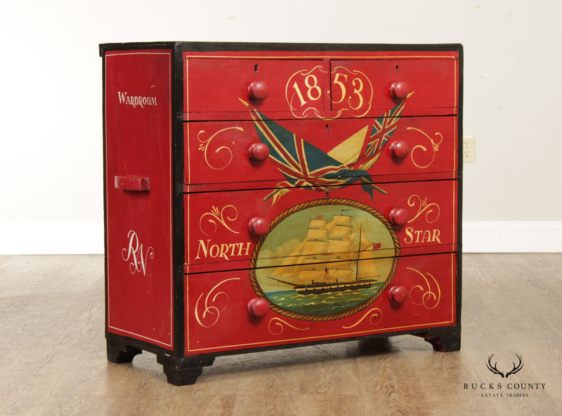 Victorian Royal Navy Custom Painted Chest of Drawers