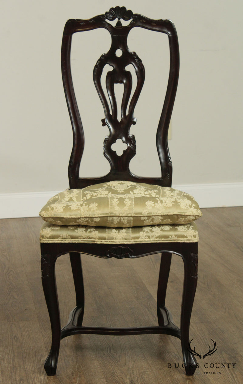 Vintage Custom Quality Set 6 Carved Provincial Style Dining Chairs