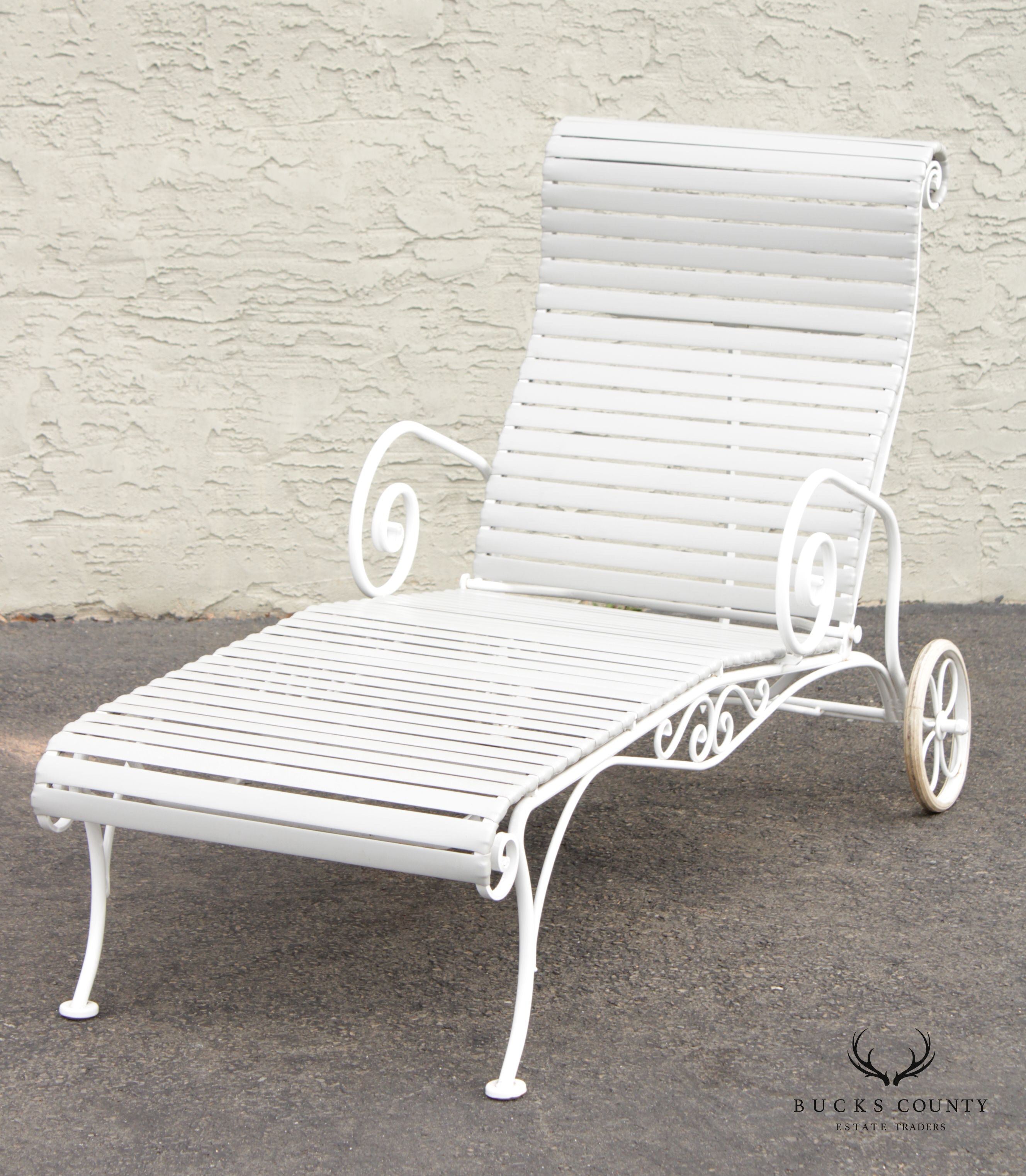 Vintage Scrolled Iron Pair of Patio Chaise Lounges (B)