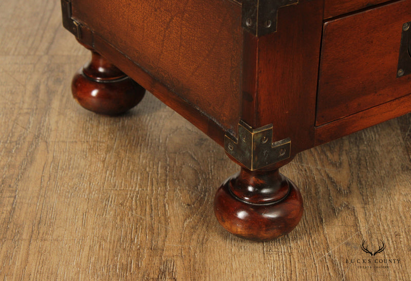 Theodore Alexander Campaign Style Leather Wrapped Bookcase