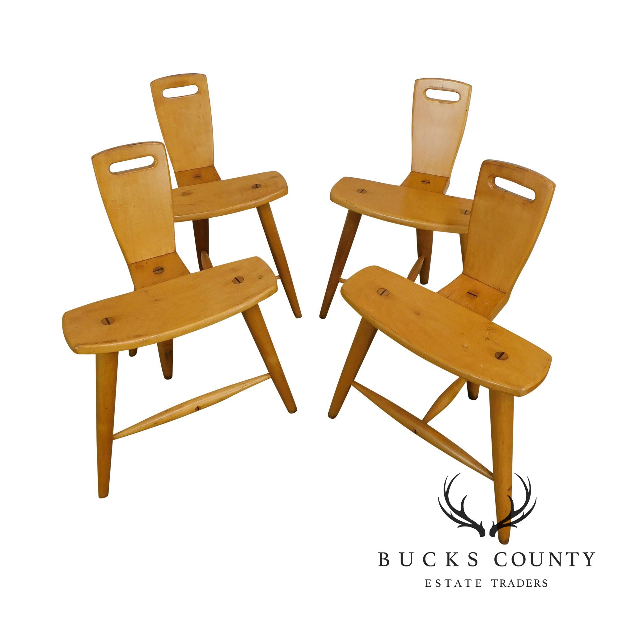 'W.B' Mid Century Modern Birch Wood Set of 4  'Birthing-Chair' Inspired Chairs