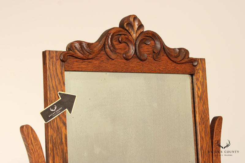 Antique Victorian Oak Washstand Chest With Mirror